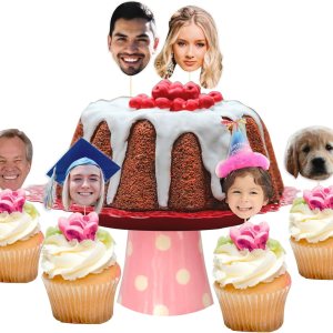 OXYEFEI Adornos personalizados para cupcakes, paquete de 24 unidades, decoración divertida para cupcakes, recortes de cabeza en un palo, para OXYEFEI Adornos personalizados para cupcakes, paquete de 24 unidades, decoración divertida para cupcakes, recortes de cabeza en un palo, para