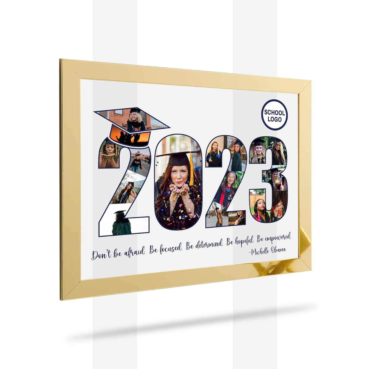 Graduation keepsake- Picture frames- Customized Graduation frame- Gift for grad- Class of 2023- Picture frames for wall- Photo frame (Gold Metallic,