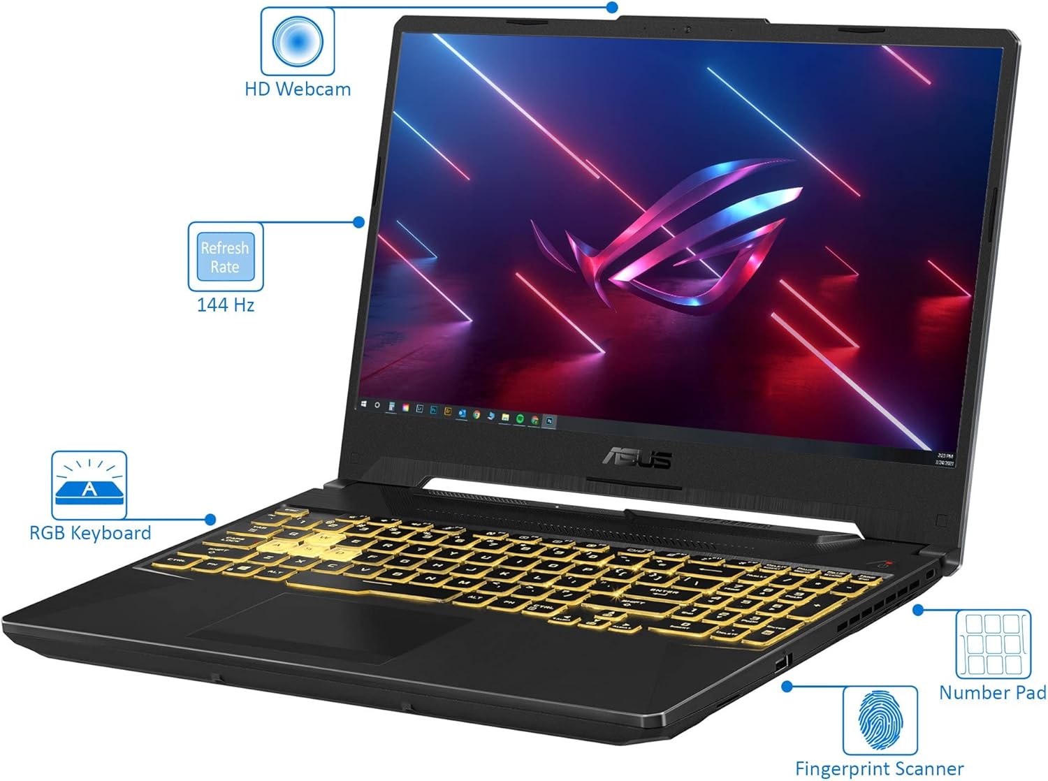 ASUS TUF F15 – Laptop para juegos de 144 Hz, 15.6 pulgadas FHD, Intel Core i5-10300H, 16 GB de RAM, 512 GB SSD + 1 TB HDD, NVIDIA GeForce GTX 1650,
