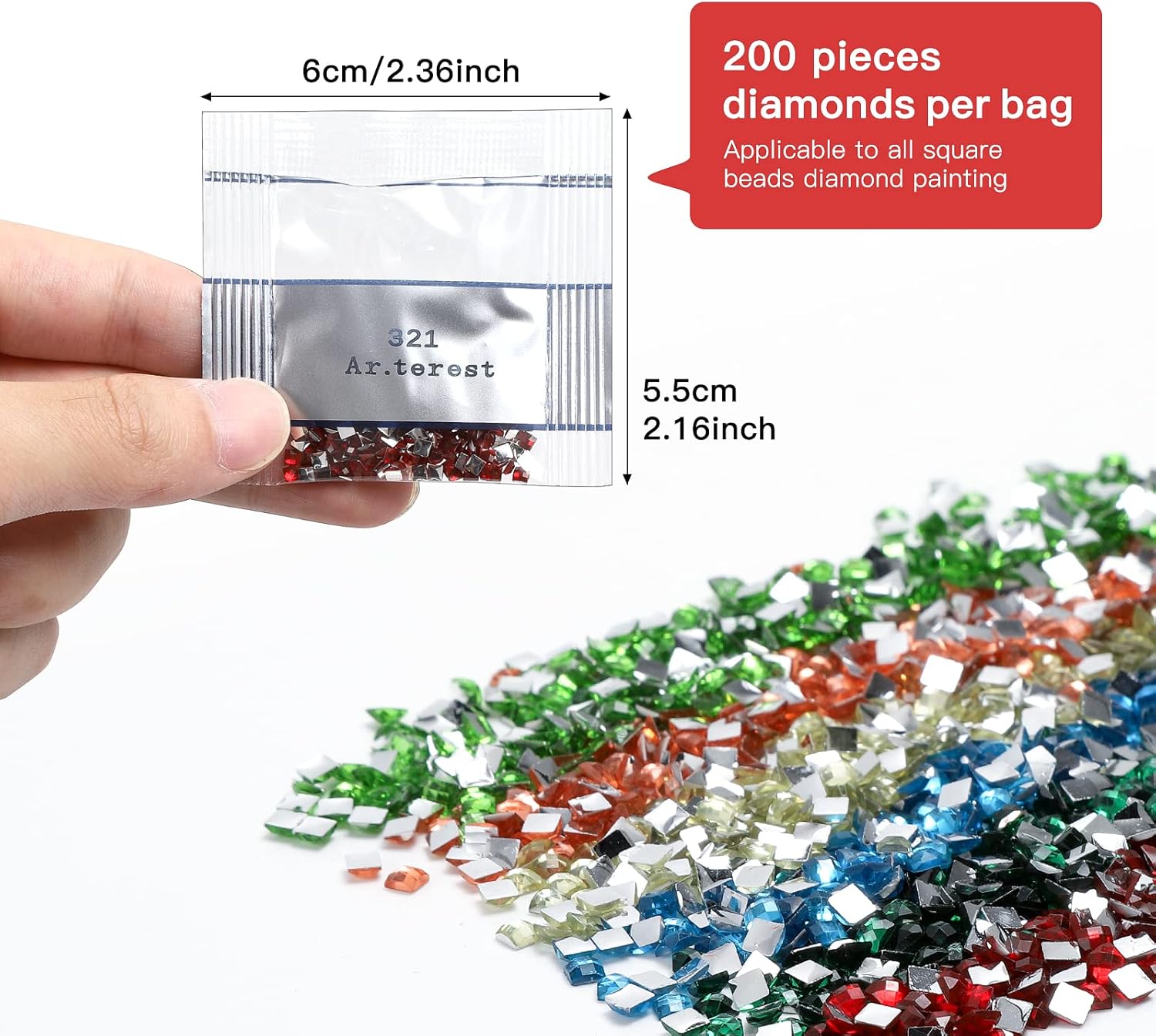 YBUTVY Cuentas de pintura de diamante 5D, 40 colores, 8000 piezas de taladro cuadrado de diamante brillante para reemplazo para taladros faltantes