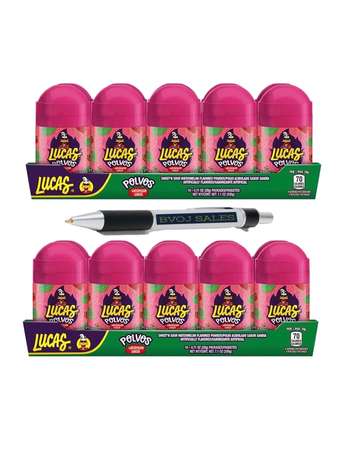 Lucas – Caramelo en polvo de sandía, 0.71 onzas, 10 paquetes, 2 paquetes (1) BVOJ SALES Pen