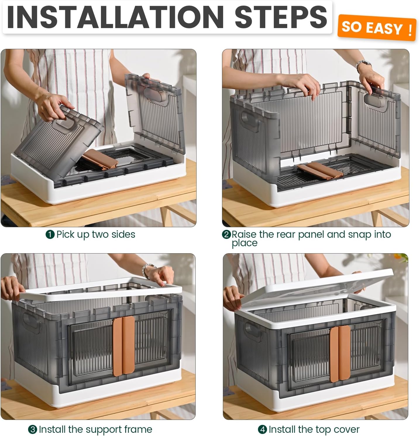 TRZZ Organizador de armario de 8.4 galones y almacenamiento, contenedor de almacenamiento plegable con tapa para dormitorio, organizador de