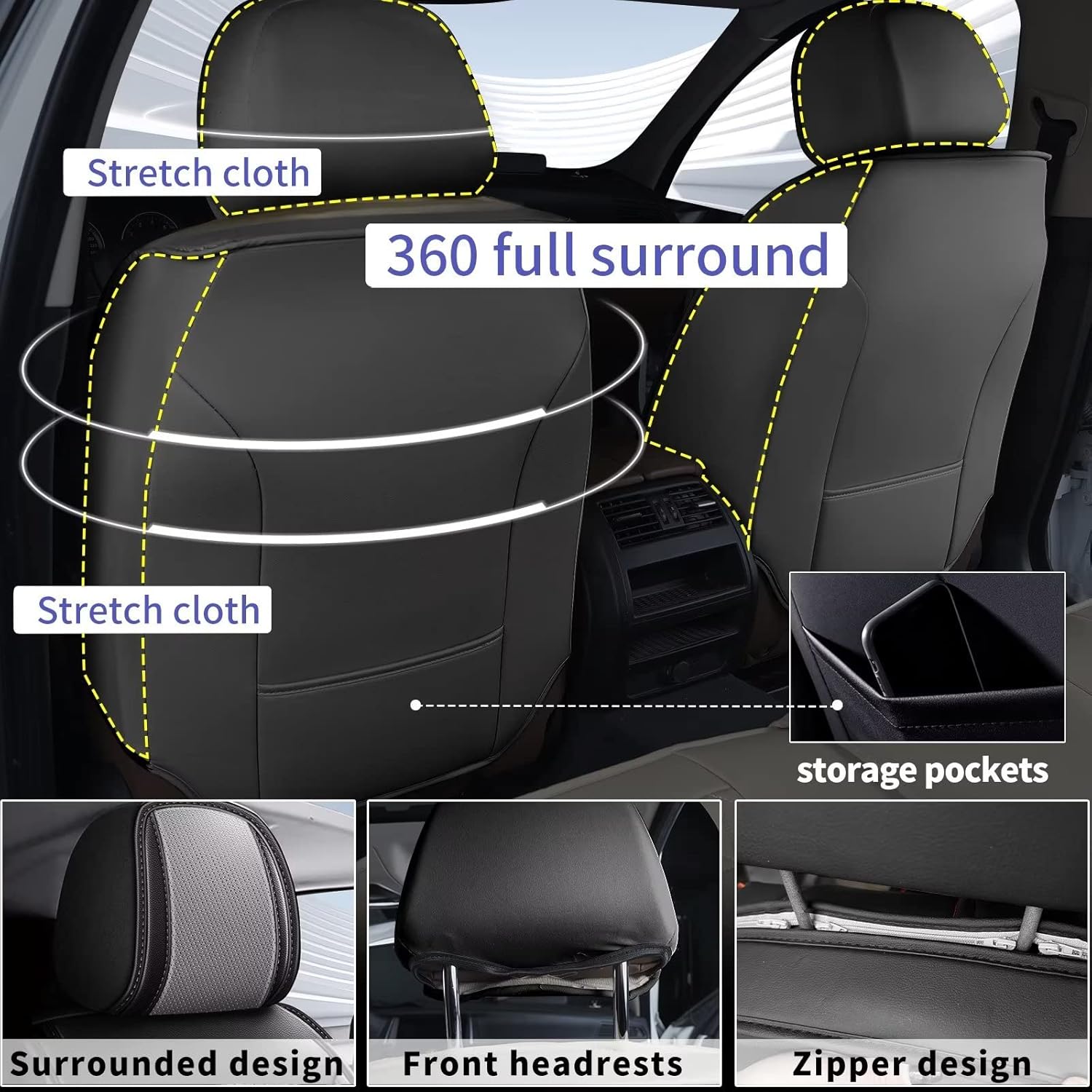 Fundas de asiento delantero para Honda Pilot 2005-2016, fundas de asiento automotriz de piel sintética, transpirables, impermeables, compatibles con
