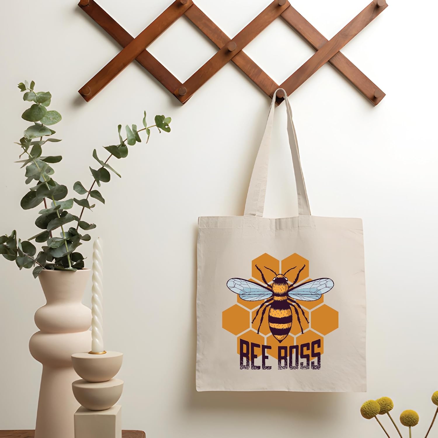 Funny Gift for Bee Boss Honey Lovers and Beekeepers Natural White Multicolor Canvas Tote Bag