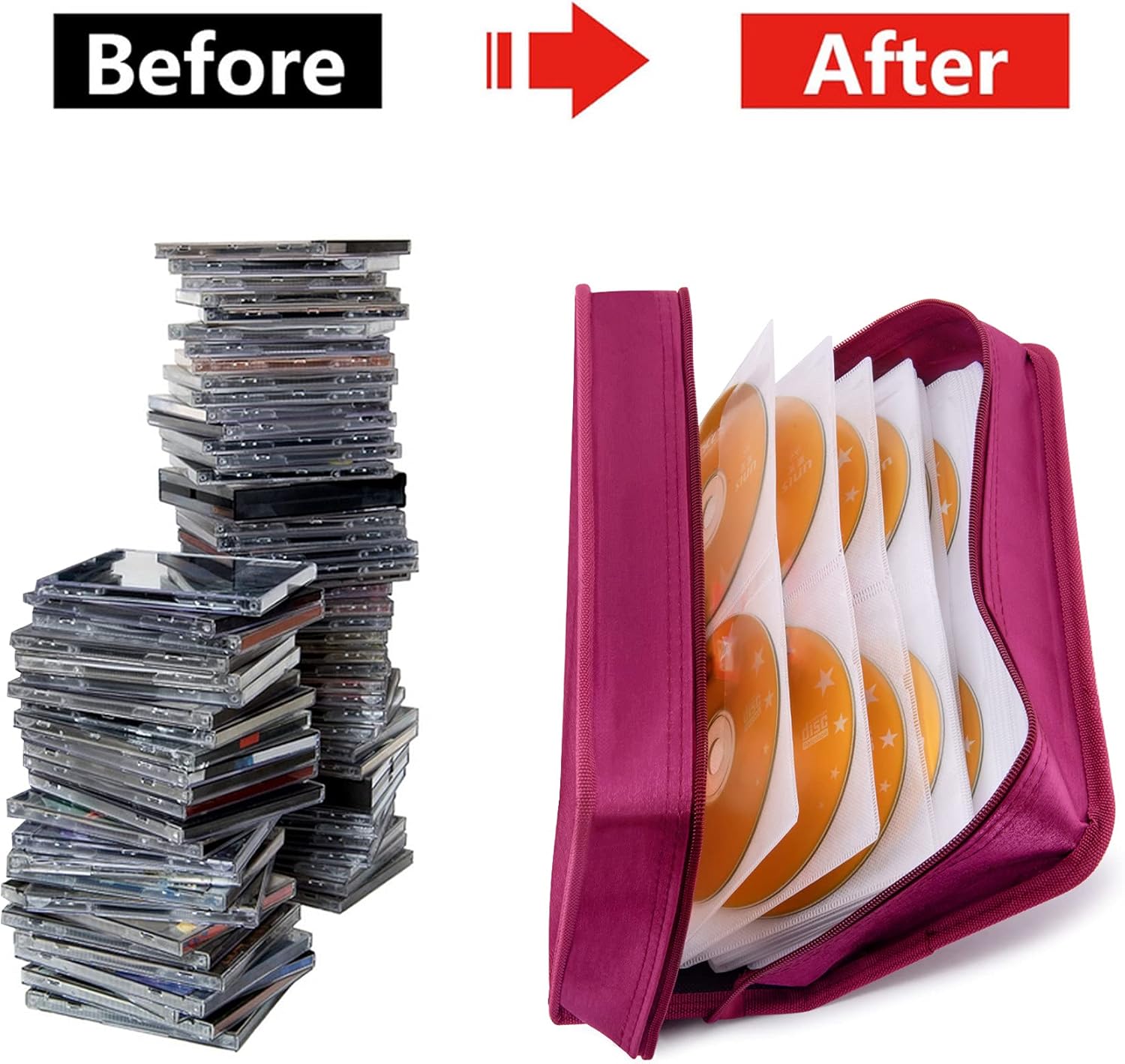 Funda para DVD, capacidad para 128 unidades, para CDDVD, carpeta de almacenamiento, folleto para coche, hogar, oficina y viajes (rosa)