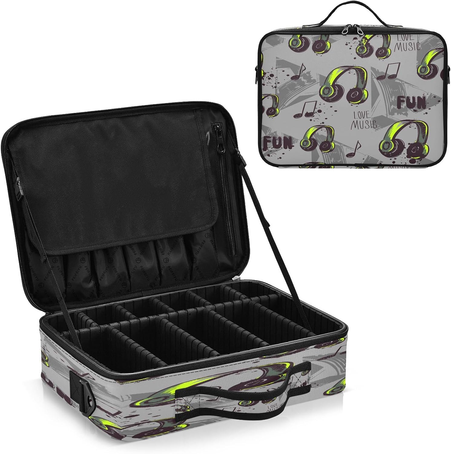 Zathe Love Music Fun – Bolsa de cosméticos de viaje portátil de los años 80, bolsa de maquillaje de viaje, bolsa de almacenamiento de maquillaje,