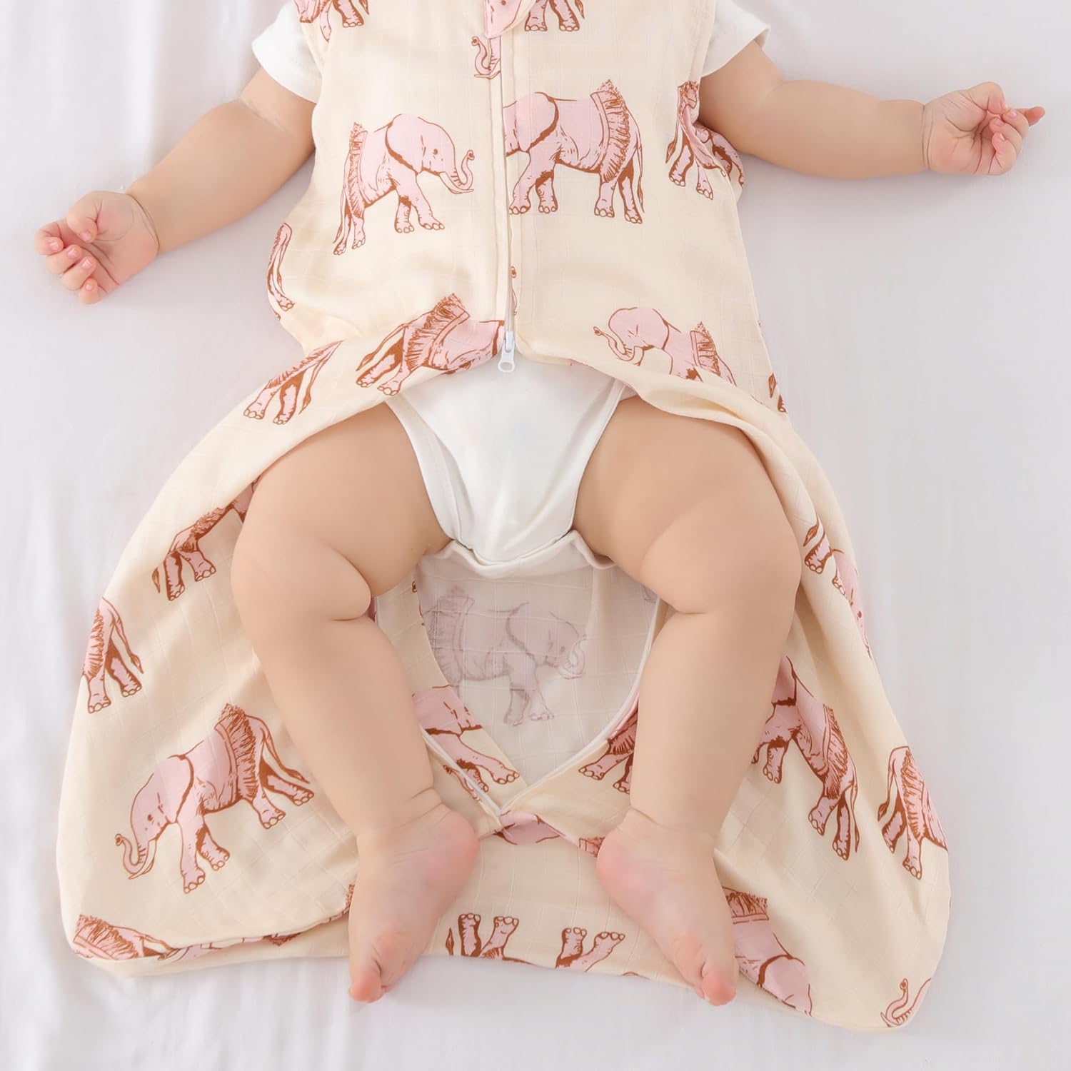 Saco de dormir para bebé, manta de muselina de algodón con cremallera de 2 vías, saco de dormir sin mangas para recién nacido
