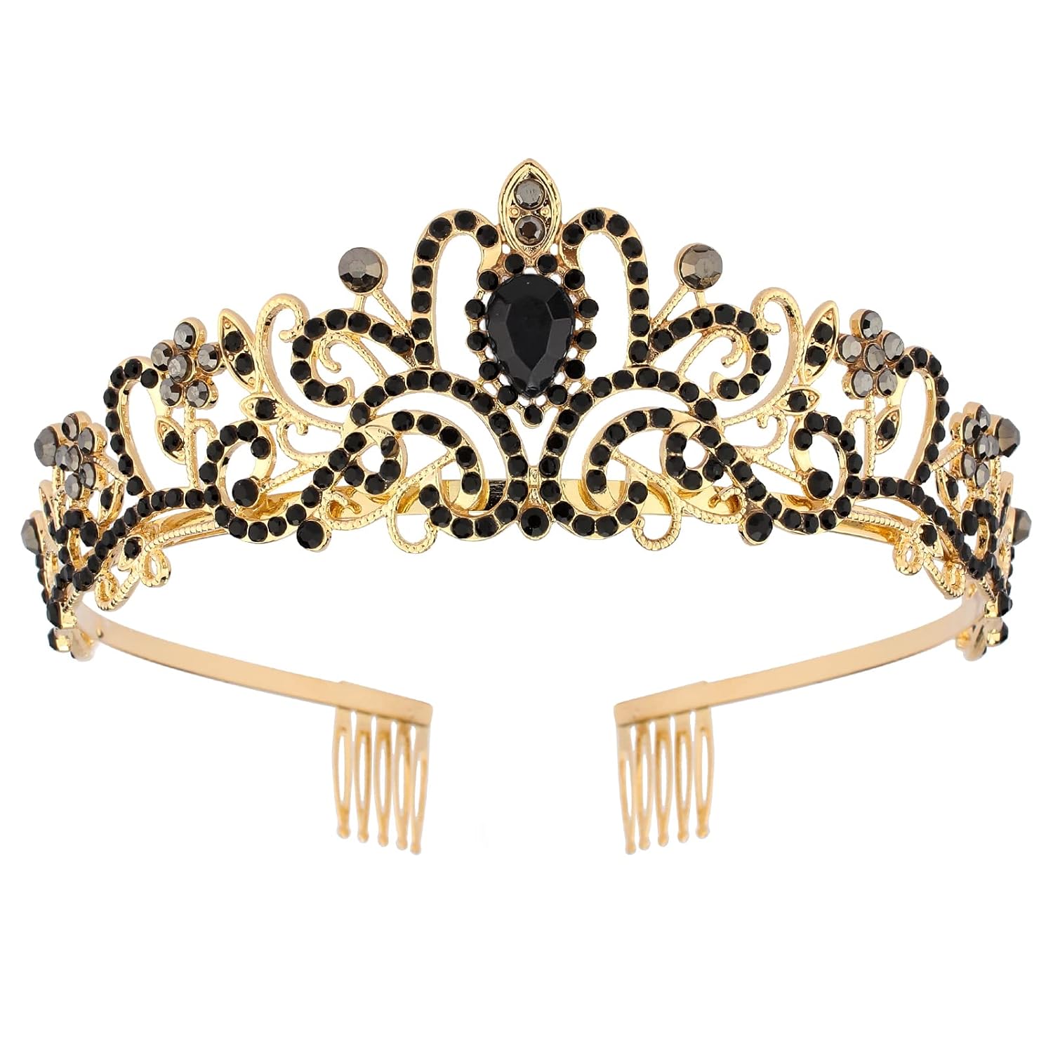 Tiaras y coronas para mujer, corona de reina negra barroca de KICOSY para niñas, diadema de peine para cumpleaños, Halloween, despedida de soltera,