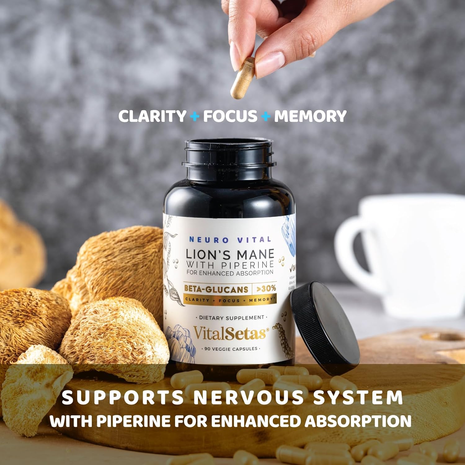 Vitality Bundle – Potente dúo de suplemento de hongos Neuro Vital y Vital7 – para función cognitiva, apoyo inmunológico, memoria, enfoque y