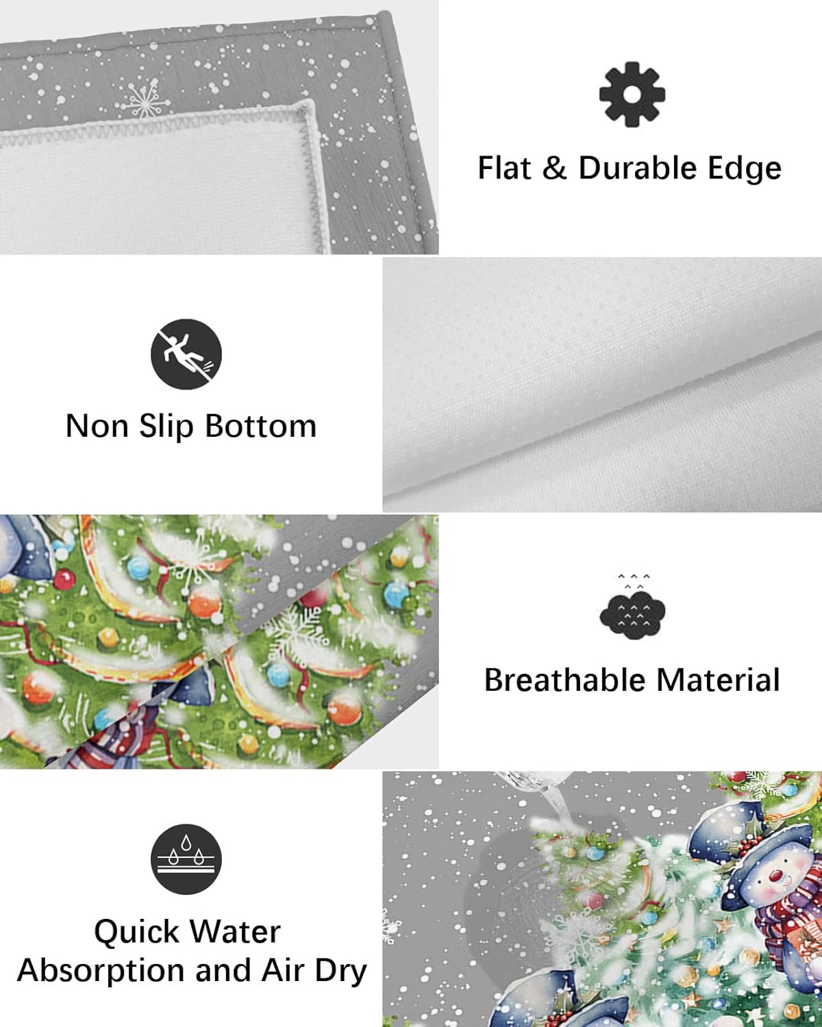 Outdoor Rug Carpet Waterproof 4×6 ft Area Rug, Merry Christmas Snowman Snowflake Large Floor Mat for Patio Balcony Living Room Backyard Picnic Beach