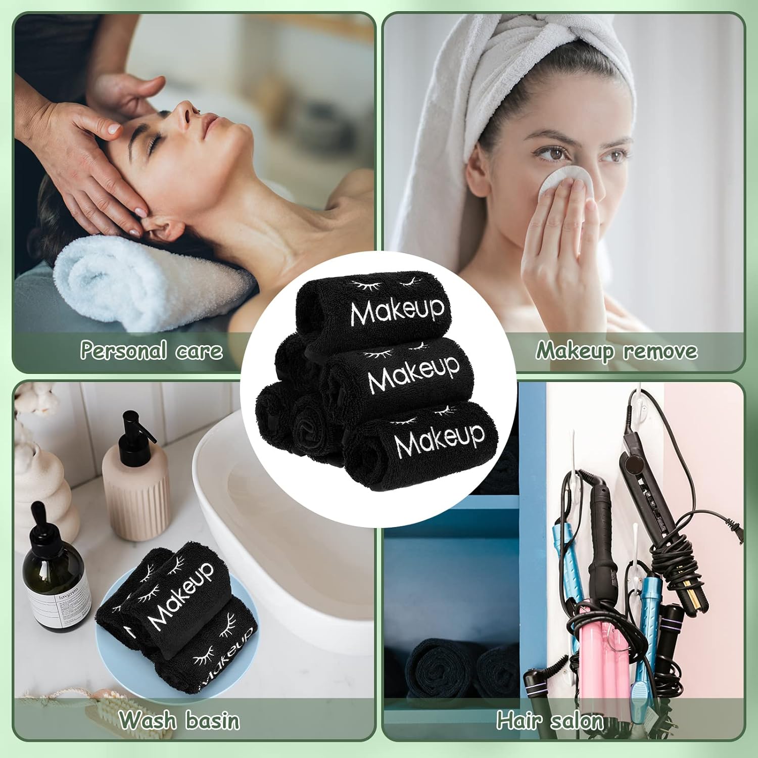 Shimeyao 6 paños de maquillaje reutilizables de 13 x 13 pulgadas, paños de limpieza facial, toallas de algodón para cosméticos, toallas de