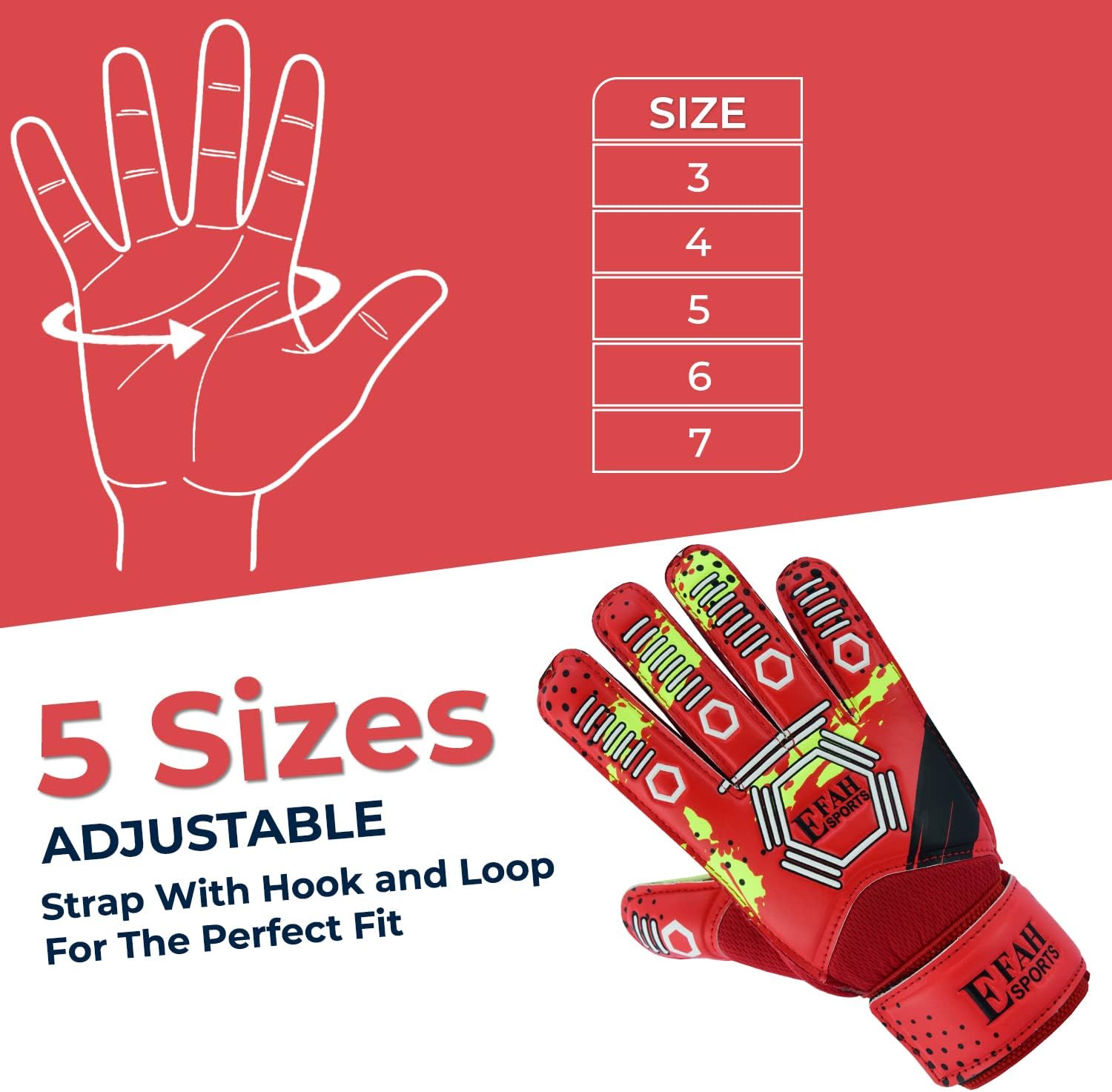 Guantes de portero de fútbol para niños y jóvenes, guantes de portero de fútbol con palmas de agarre fuerte