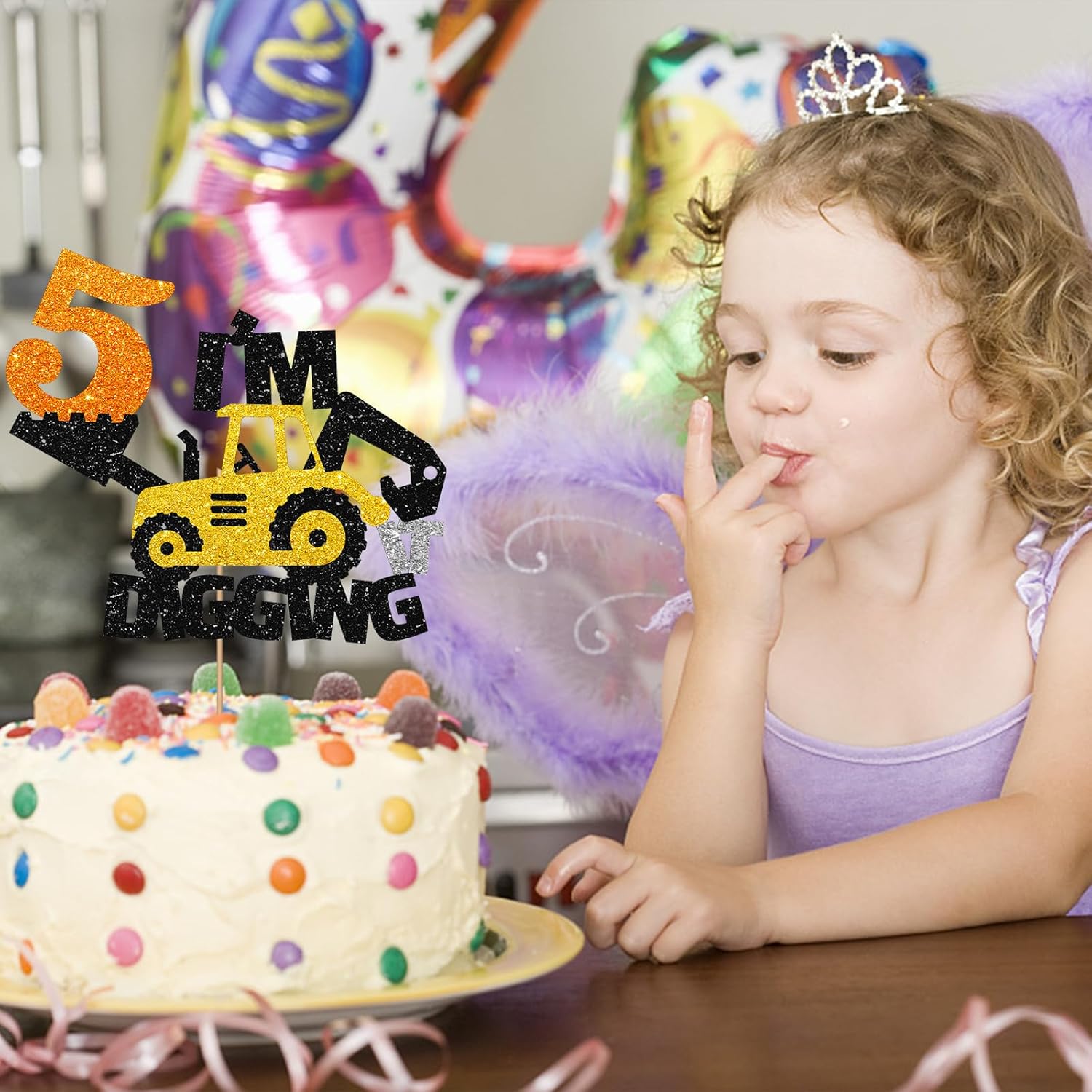 Decoración para pastel de 5 cumpleaños de construcción, excavadora, bulldozer, camión rodante de quinto cumpleaños, decoración de pastel para niños,