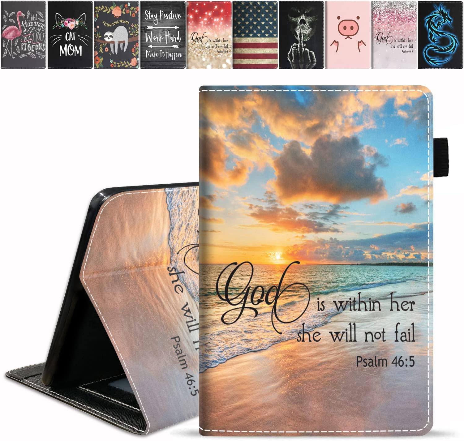 FQTBCEARI Case for All-New Kindle Fire 7 Tablet (7″, 12th Generation, 2022 Release), Slim PU Leather Cover with Card Slot & Pencil Holder, Bible