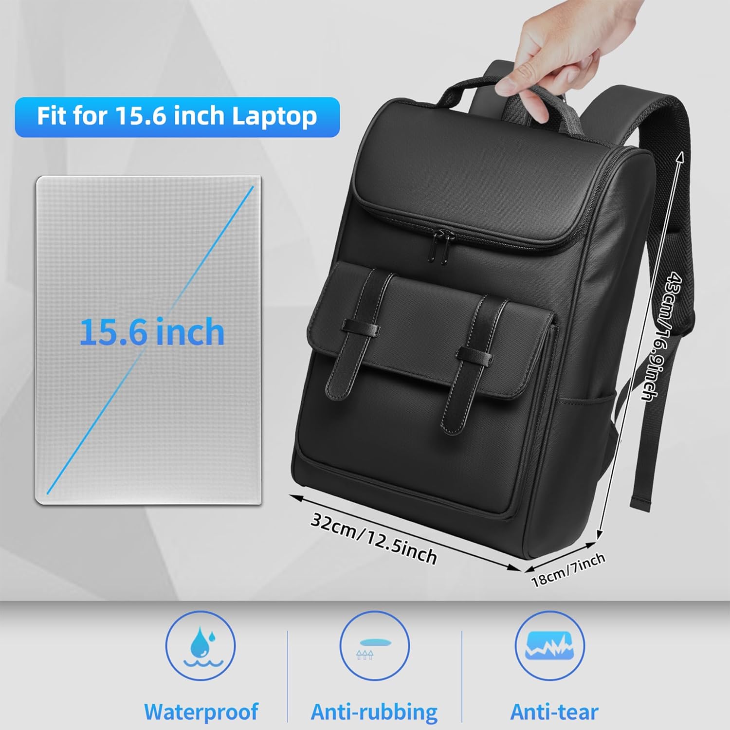Vintage Laptop Backpack for Men Women 15.6 Inch Travel Backpack for Men Waterproof Business Backpacks Mens College Backpacks Casual Daypacks for