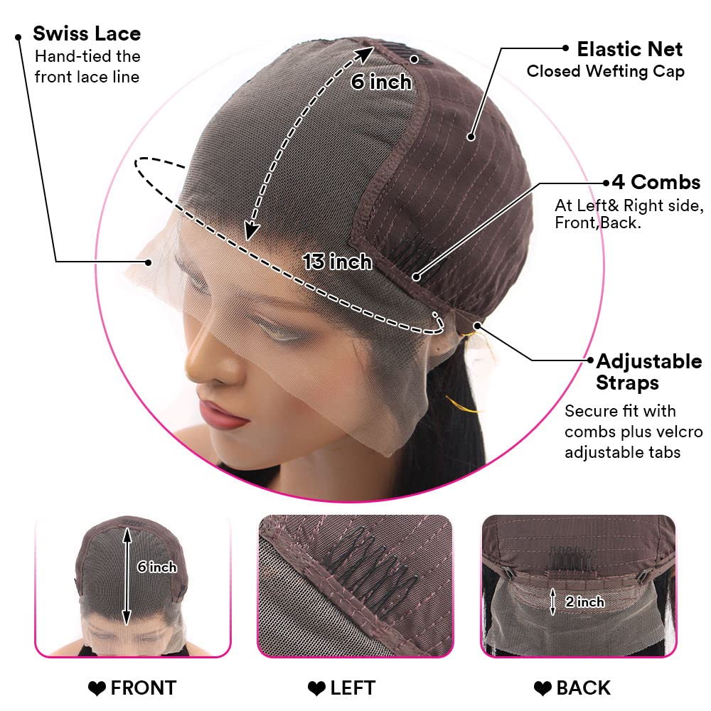 Pelucas de cabello humano con encaje frontal de 13 x 6 pulgadas, densidad 180, peluca frontal de encaje HD, pelucas de cabello humano brasileño