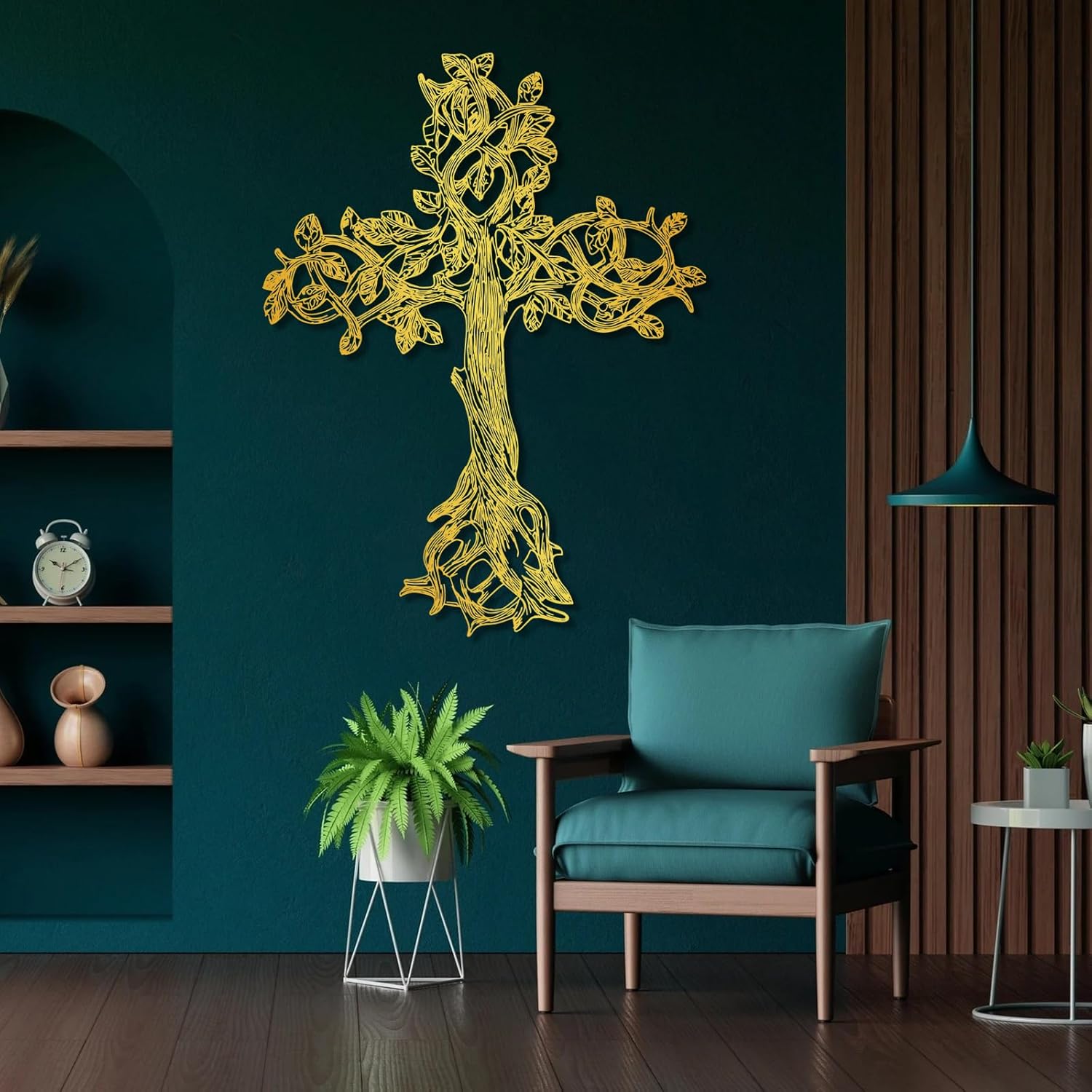 Arte de pared de metal árbol de la vida, decoración de pared de cruz cristiana, decoración de pared de metal religioso, regalos cristianos, árbol de