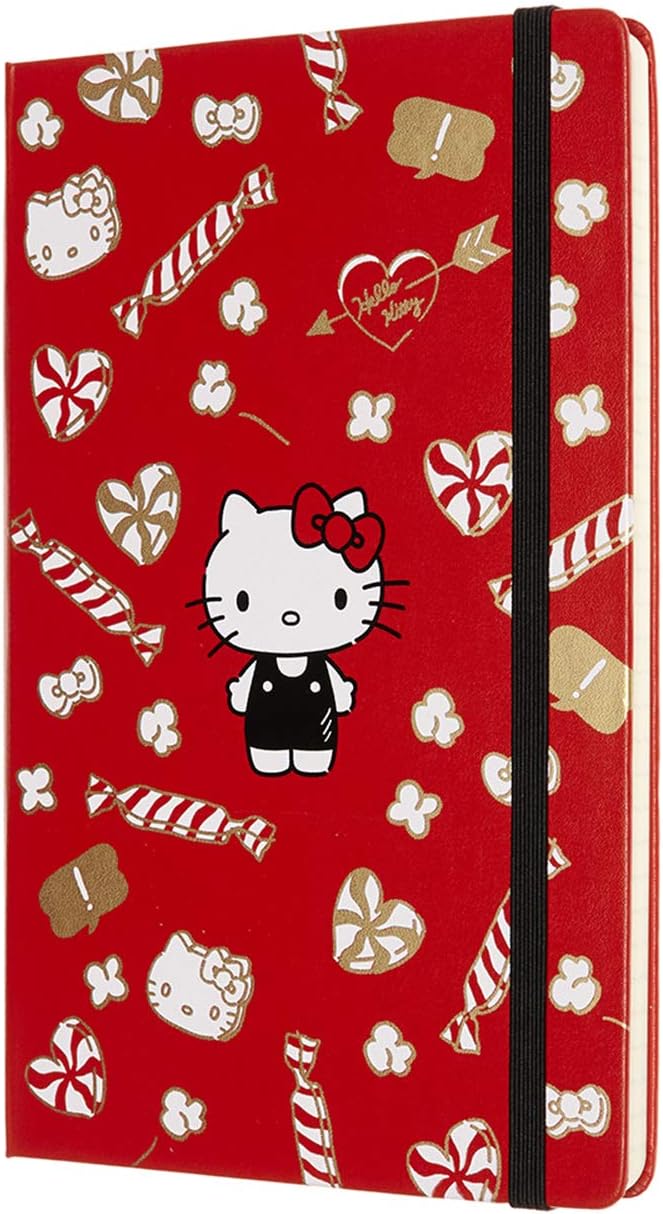 (Moleskine) Moleskin LEHK04QP060 Hello Kitty Notebook, Hard Cover, Large Size, Width 5.1 x Height 8.3 inches (13 x 21 cm), Ruled, Red
