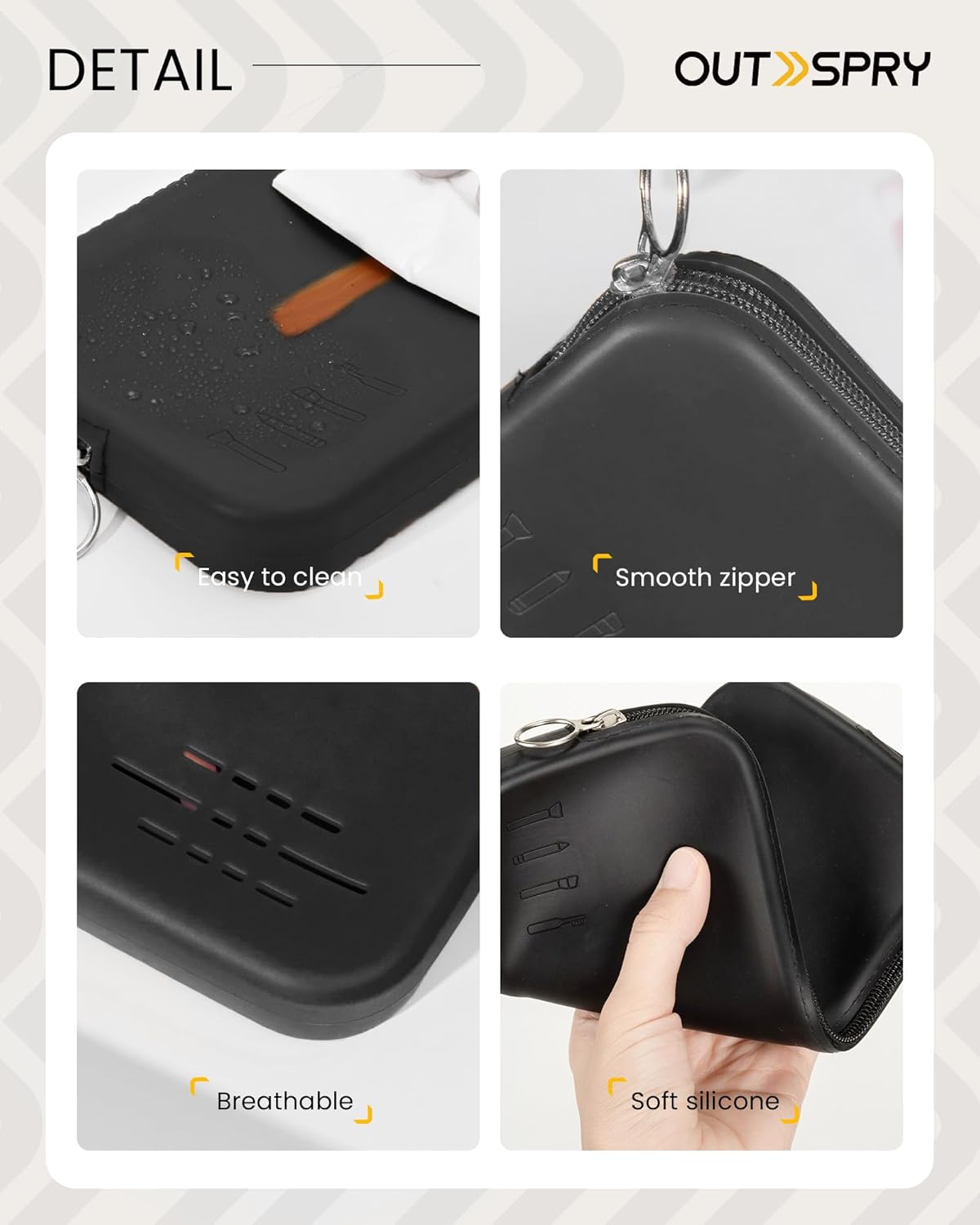 Soporte de silicona para brochas de maquillaje para viajes, cierre de cremallera, plegable, portátil, flexible, impermeable, bolsa de maquillaje,