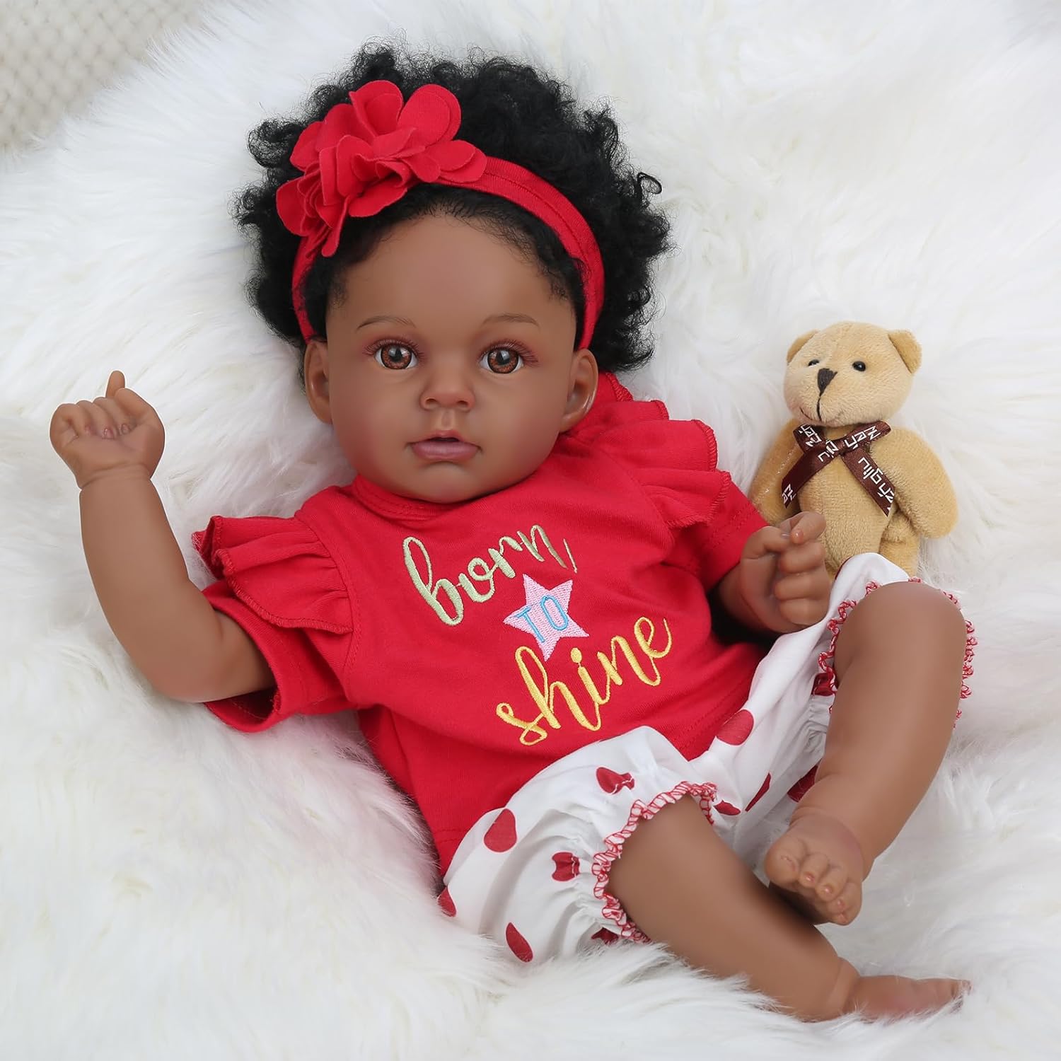 Muñeca realista de bebé recién nacida de 20 pulgadas que se ven reales, muñeca de bebé recién nacida afroamericana de vinilo con cuerpo suave, el