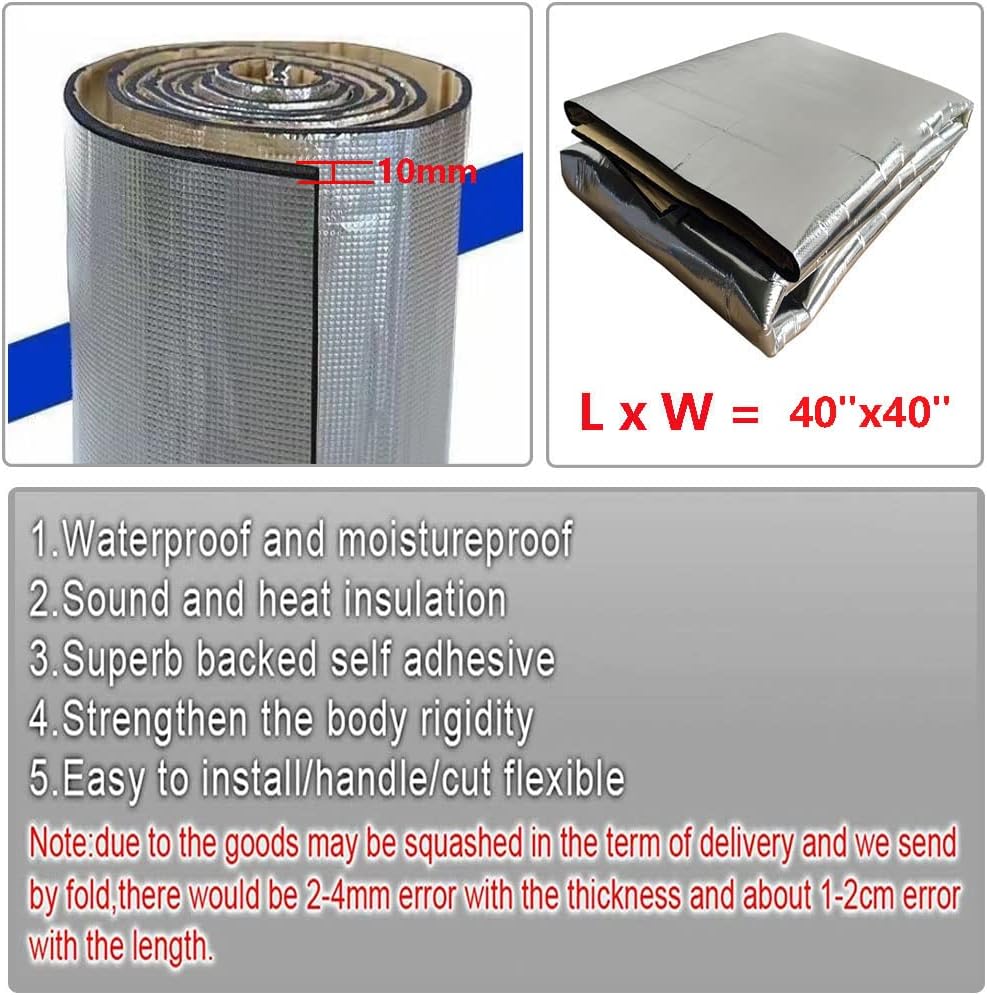 394mil 10.76sqft – Alfombrilla aislante de sonido para motor Fen-der para automóvil, amortiguador de sonido de espuma de polietileno de 40 x 40
