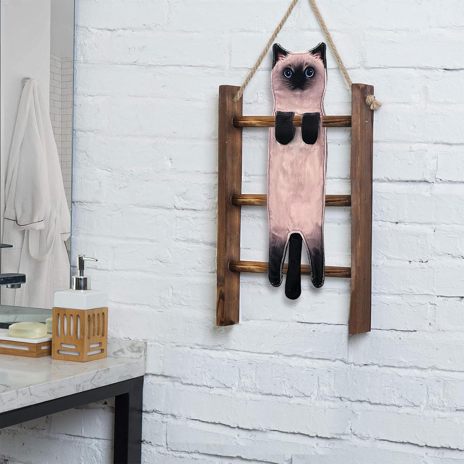 PAT JUUMG Divertidas toallas de mano de gato para baño, cocina, toalla de gato, bonitas toallas decorativas para colgar, súper absorbentes, suaves,