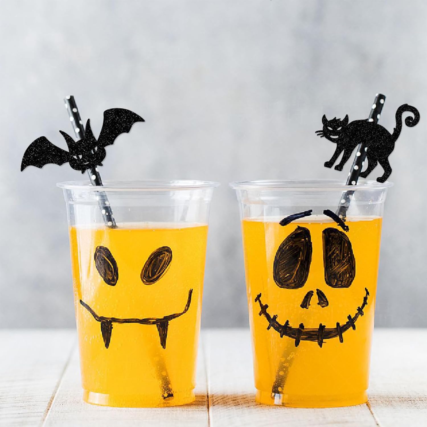 27 popotes de papel de Halloween, diseño de calabaza, murciélago, esqueleto, gato, bruja, castillo, calcomanía, pajitas desechables, pajitas de