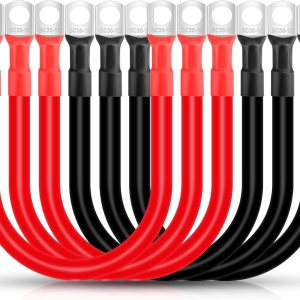 Linkstyle 6 cables de batería 2 AWG, cable de batería automático con terminales de 38 pulgadas, cable de cobre, cables de batería rojos y negros Linkstyle 6 cables de batería 2 AWG, cable de batería automático con terminales de 38 pulgadas, cable de cobre, cables de batería rojos y negros
