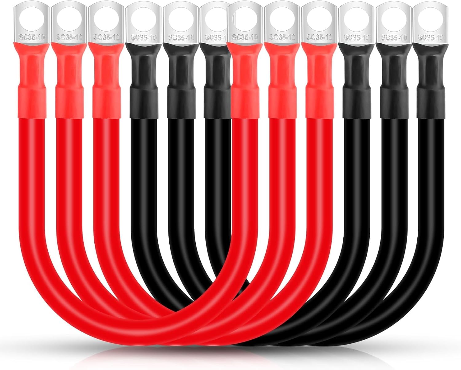 Linkstyle 6 cables de batería 2 AWG, cable de batería automático con terminales de 38 pulgadas, cable de cobre, cables de batería rojos y negros