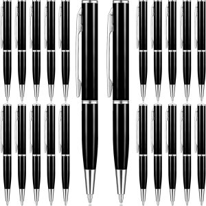 24 mini bolígrafos pequeños, bolígrafos cortos, mini bolígrafos de metal, bolígrafo pequeño de acero inoxidable con accesorios de cobre para 24 mini bolígrafos pequeños, bolígrafos cortos, mini bolígrafos de metal, bolígrafo pequeño de acero inoxidable con accesorios de cobre para