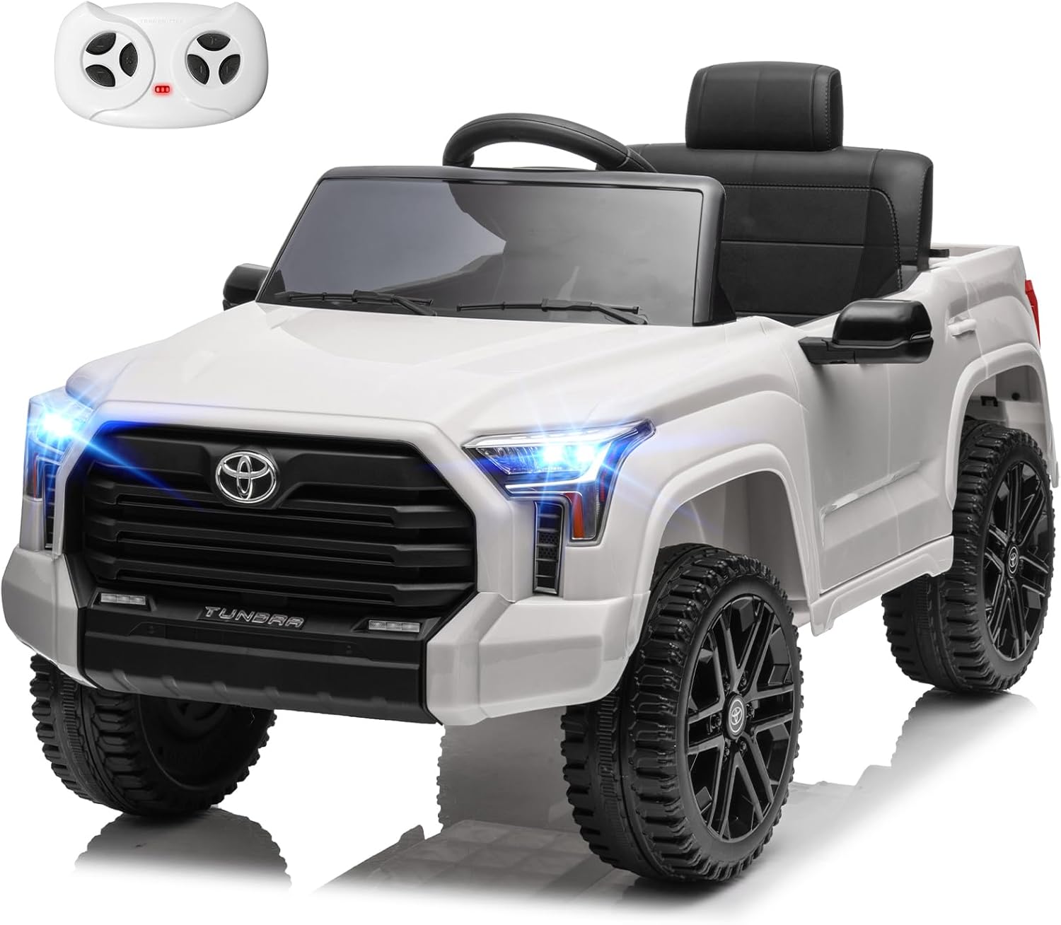 Toyota Tundra – Auto eléctrico con licencia para niños, batería de 12 V, 7 Ah, auto eléctrico para niños, camión, maletero, control remoto,