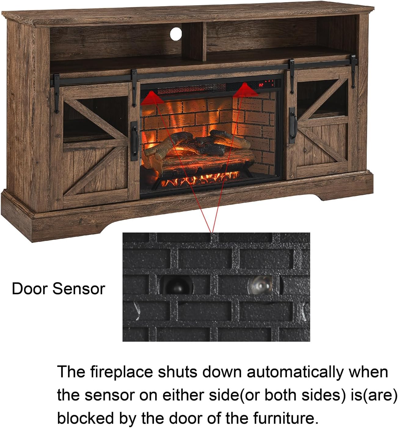 Chimenea eléctrica con soporte de TV, hogar eléctrico tradicional de 60 pulgadas, combinación de soporte de TV y consola, con salida de calor de