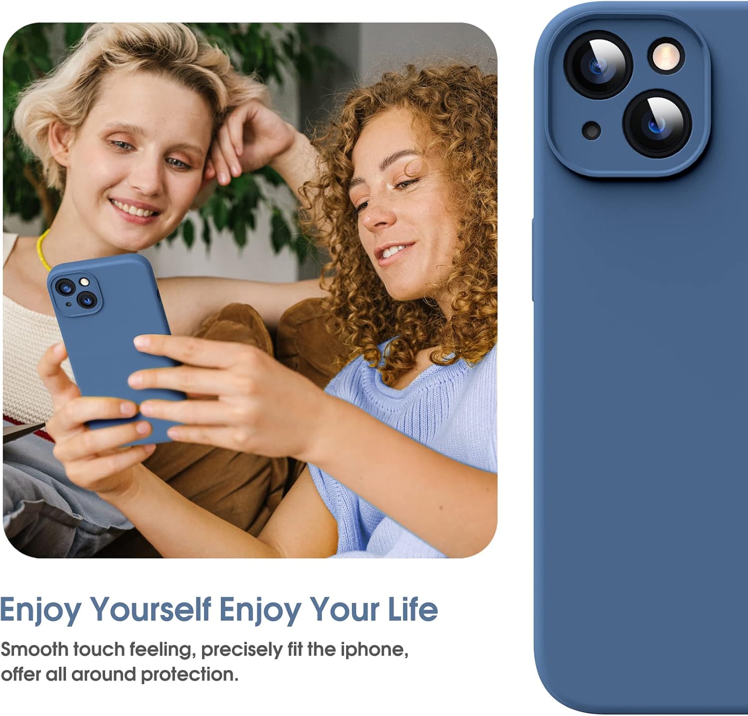 Supdeal Funda de silicona líquida para iPhone 14, silicona líquida auténtica, antihuellas dactilares, funda protectora de 4 capas, cobertura