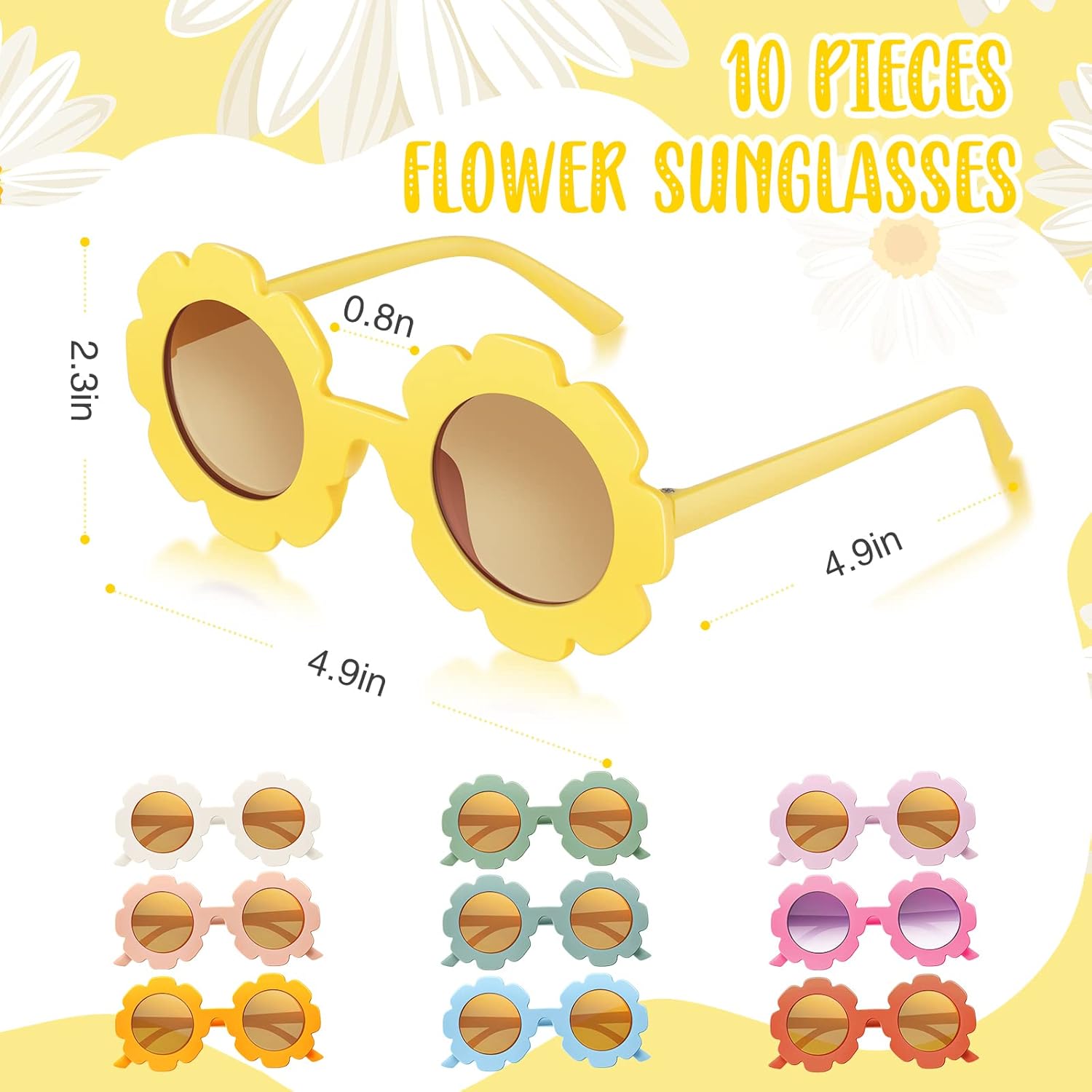 CHENGU Juego de diademas de lentes de sol con flores retro, decoraciones de fiesta hippie (estilo vivo, 20 piezas)