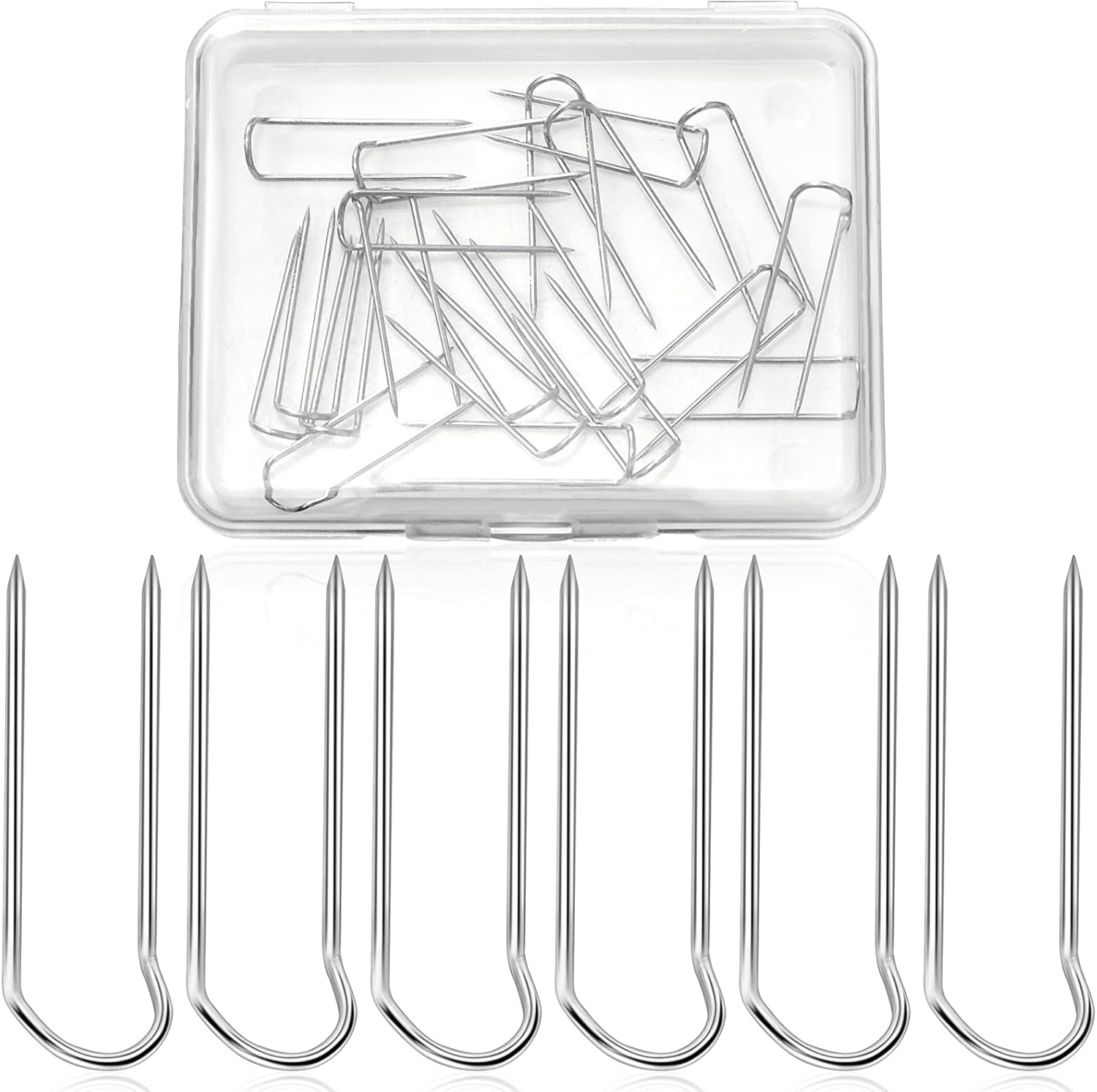 50 pines de costura en forma de U para coser y coser en forma de puntas, de acero inoxidable, para decoración del hogar