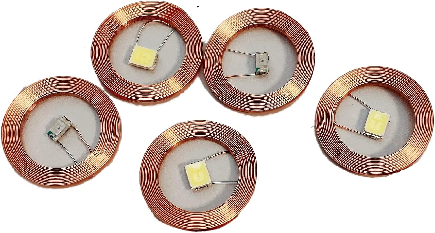 Taidacent 5 piezas de LED inalámbricos de inducción y bobina de alta potencia inalámbrica de inducción lámpara LED sin cableado para micro modelado