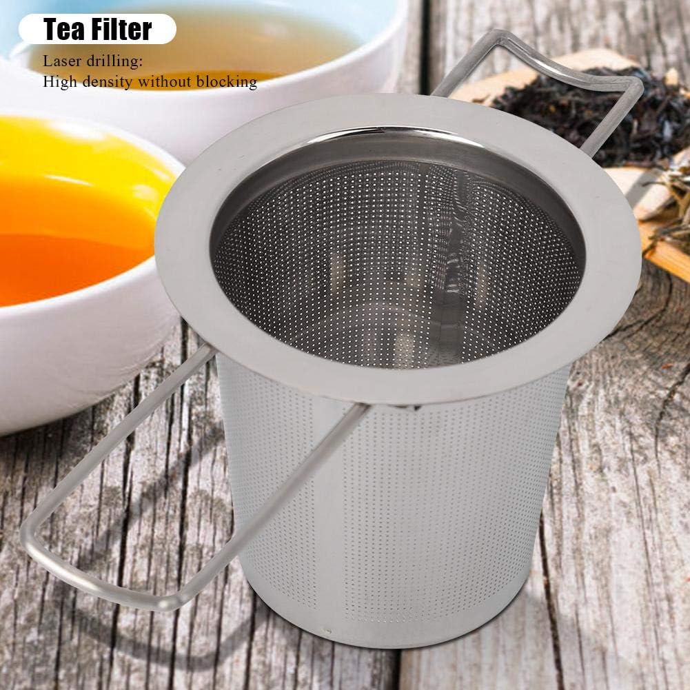 Fdit Filtro plegable del colador de la taza del metal del infusor del té de la malla del acero inoxidable con la tapa