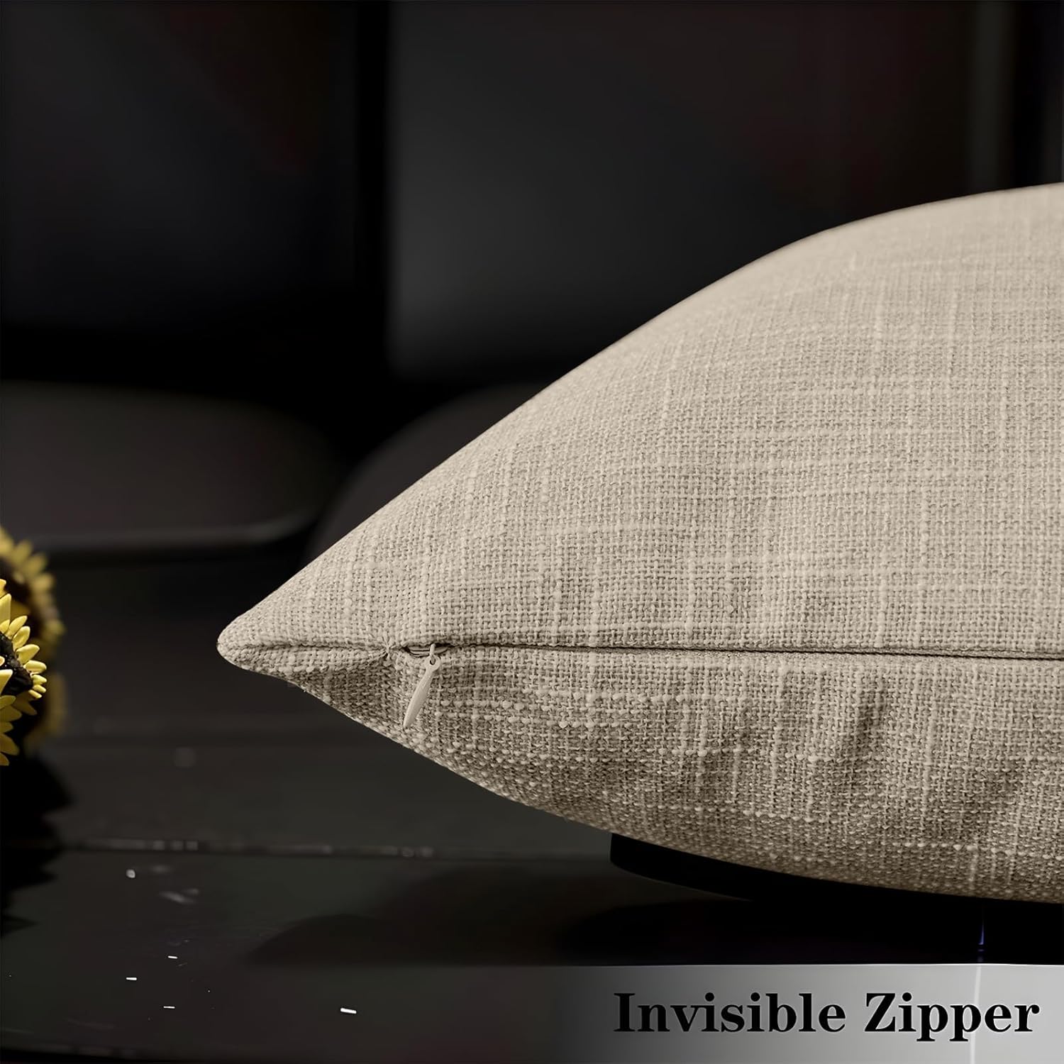 FULDGAENR Juego de 2 fundas de almohada de lino flameado de 12 x 20 pulgadas para sofá y sillón, textura rústica beige, fundas de almohada