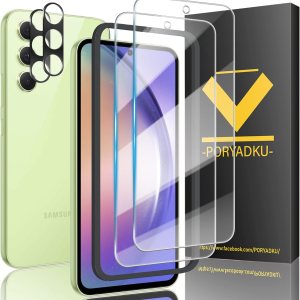 2 Pack Screen Protector for Samsung Galaxy A54 5G + 2 Pack Camera Lens Protector, 9H Hardness, Anti Scratch, Easy Installation, Case Friendly, Ultra 2 Pack Screen Protector for Samsung Galaxy A54 5G + 2 Pack Camera Lens Protector, 9H Hardness, Anti Scratch, Easy Installation, Case Friendly, Ultra