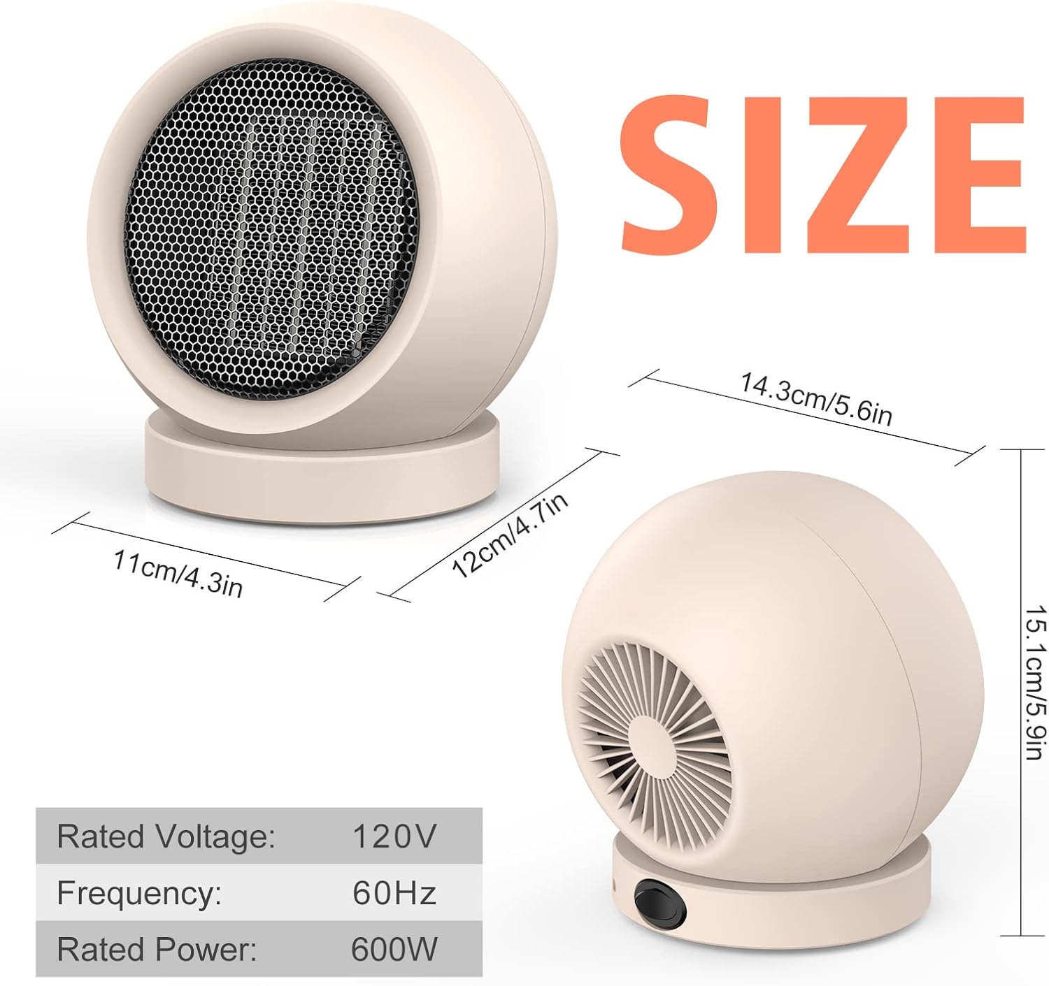 Calentador de espacio, PTC de cerámicaportátil, calentador eléctrico de escritorio, ventilador de alto rendimiento para el hogar, dormitorio,