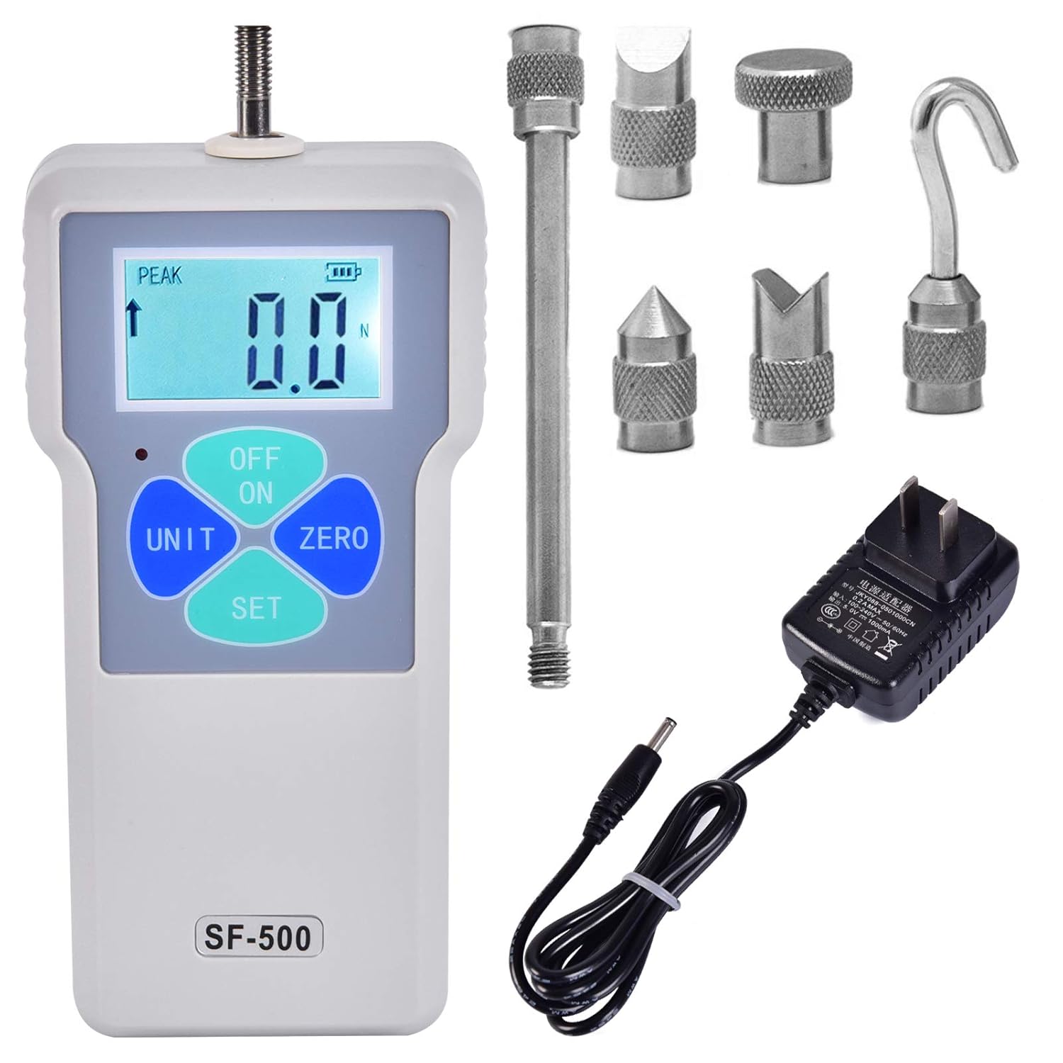 Medidor de fuerza digital SF-500 Probador de empuje y tracción Dinamómetro Medidor de presión de tensión portátil Medidor de empuje de presión de