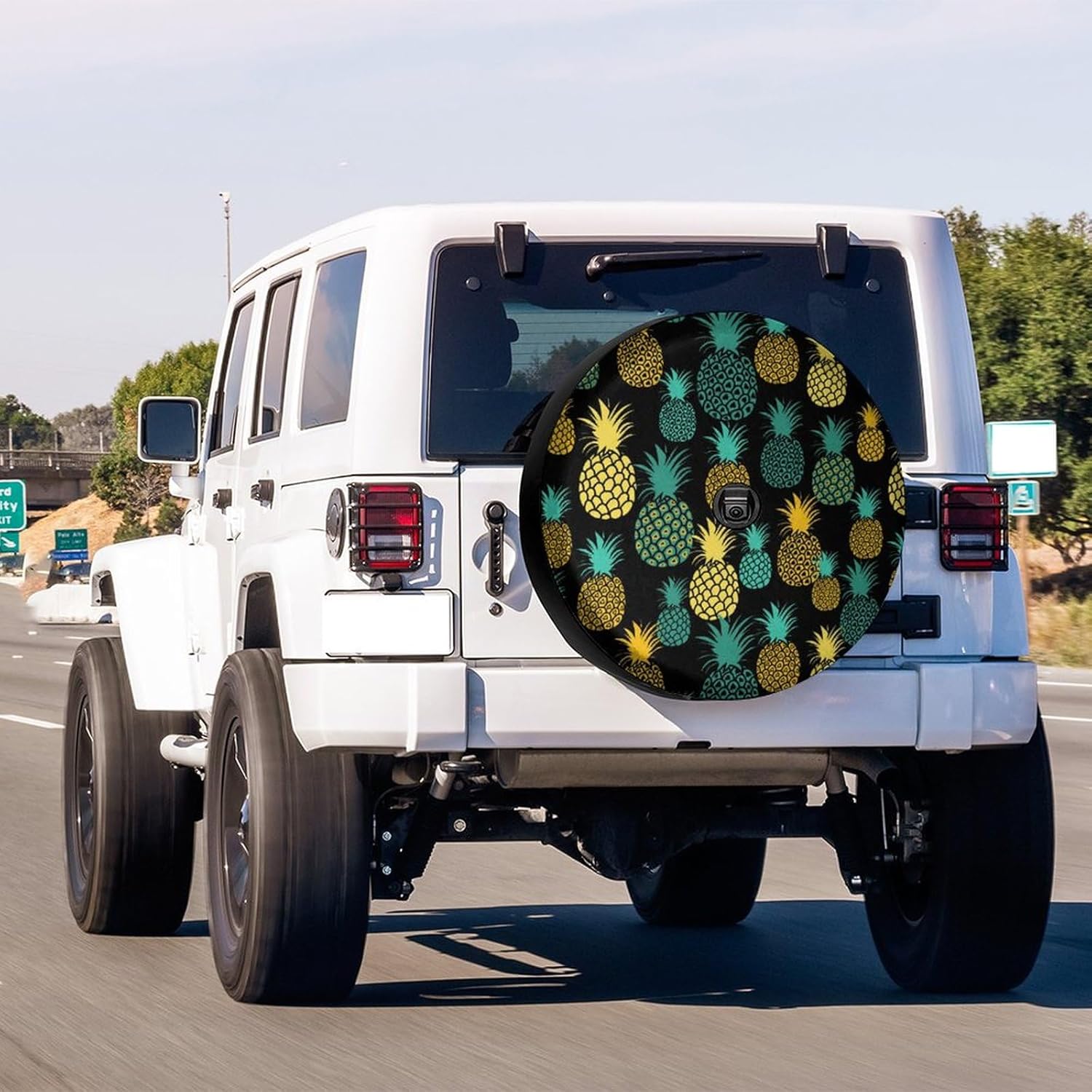 Foruidea Cubierta de neumático de repuesto de piña de frutas tropicales con orificio de cámara de respaldo para remolque, RV, SUV y muchos