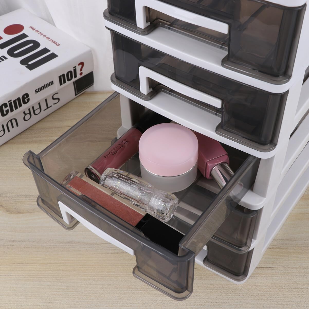 BESPORTBLE Gabinetes de aula pequeños – Unidad multifunción Dormitorio Escritorio grande Cinco – Caja transparente a prueba de polvo para baño