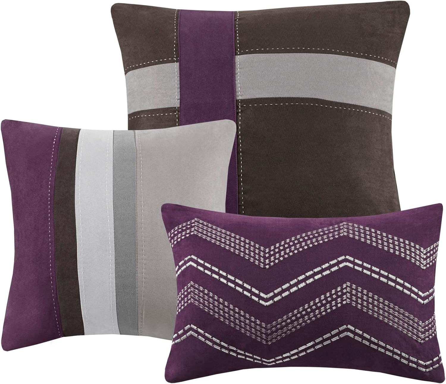Madison Park Palisades Juego de edredón moderno de gamuza sintética, diseño de rayas, para todas las estaciones, ropa de cama acogedora alternativa