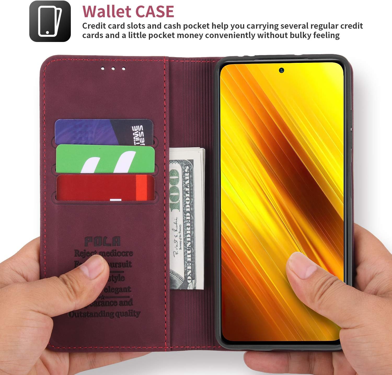 nincyee Funda con tapa para Xiaomi Poco X3 Pro, cuero vegano premium, cierre magnético, con soporte para tarjetas y 4 tarjeteros