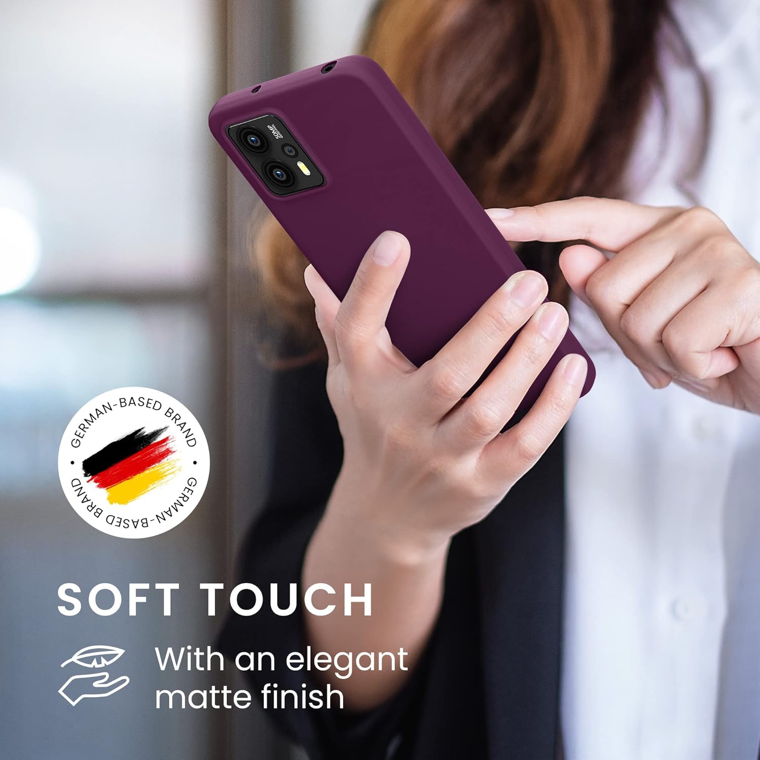 kwmobile Funda compatible con Motorola Moto G23  Moto G13 – Funda protectora de silicona TPU suave y delgada – Violeta burdeos