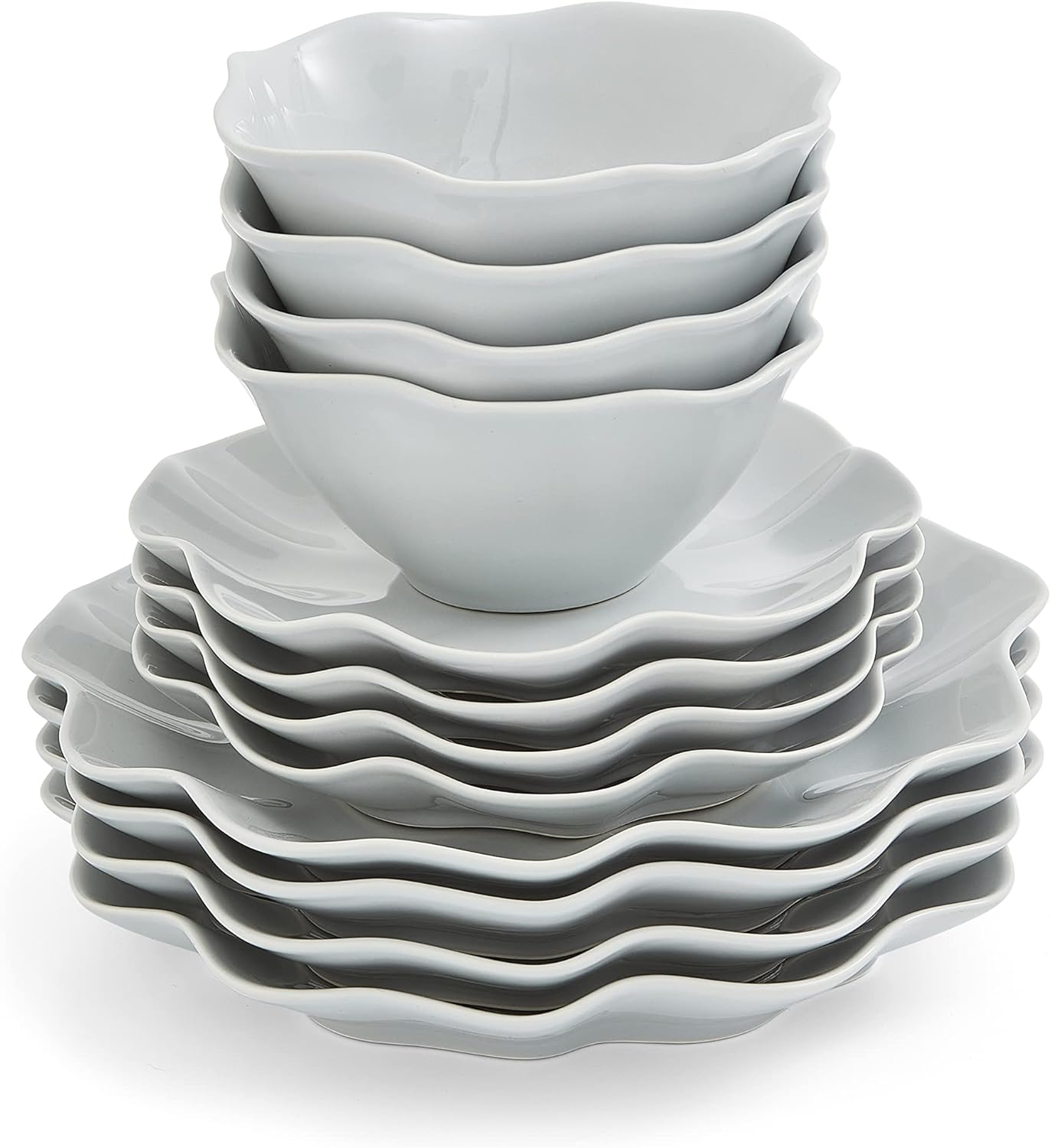 Portmeirion Sophie Conran Floret – Juego de vajilla de 12 piezas  Servicio para 4  Elegantes platos para servir vajilla  Platos para aperitivos,