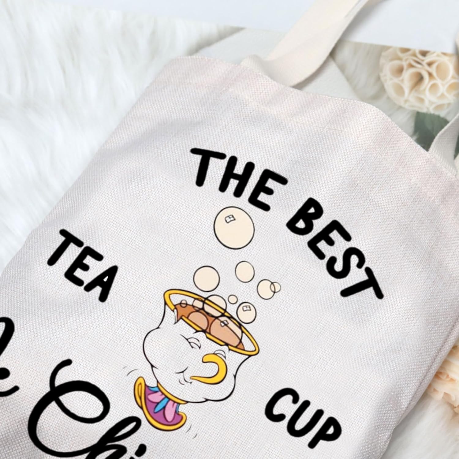 G2TUP Chip and Mrs Potts Bolso de hombro Tea Party Tote The Best Teacup Is Chipped Bolsa de lona inspirada en Belle Beast