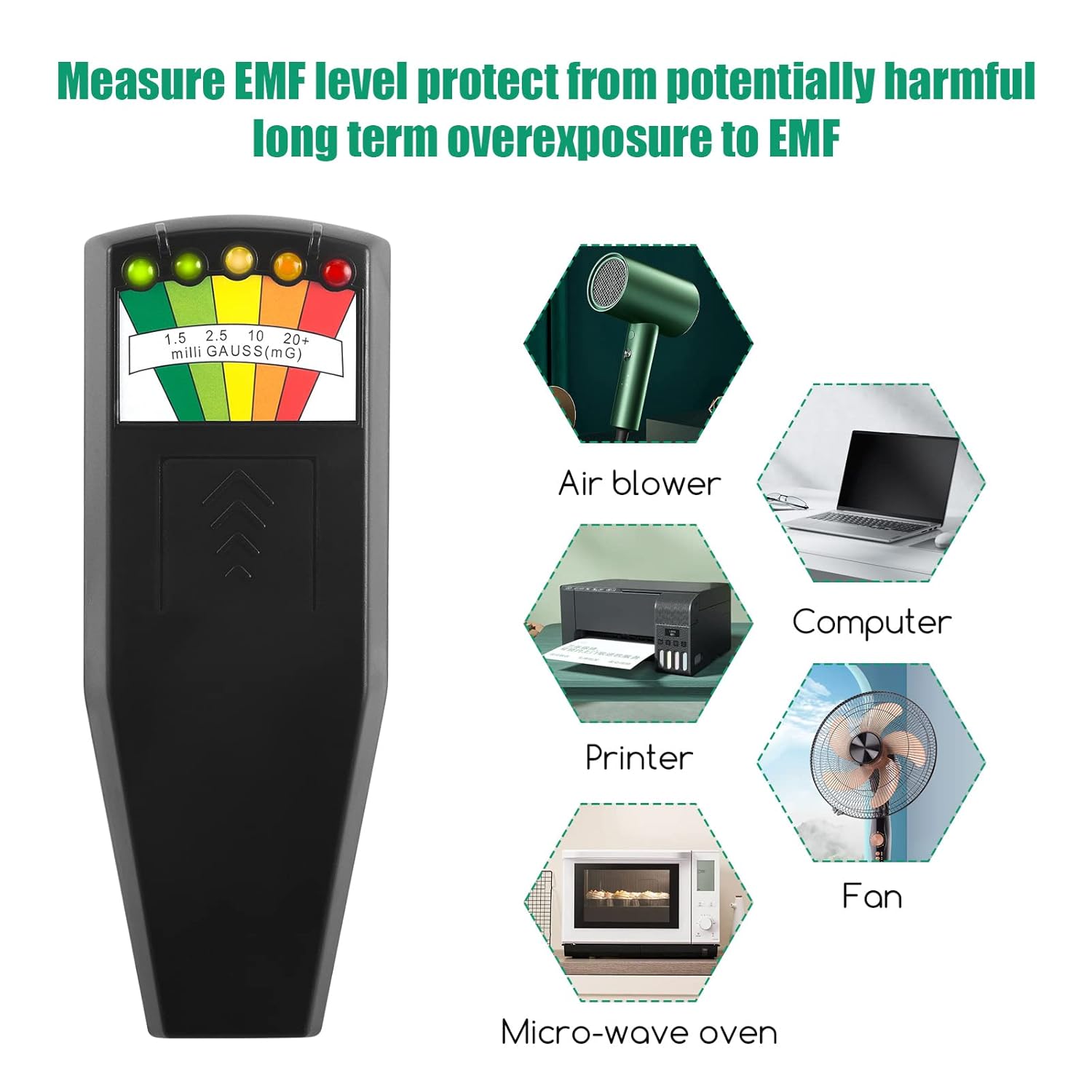 Jahy2Tech 5 Escalas EMF Medidores Magnético Campos Detector Fantasma Caza Equipo Paranormal Probador Contador Portátil para Casa Oficina Exterior