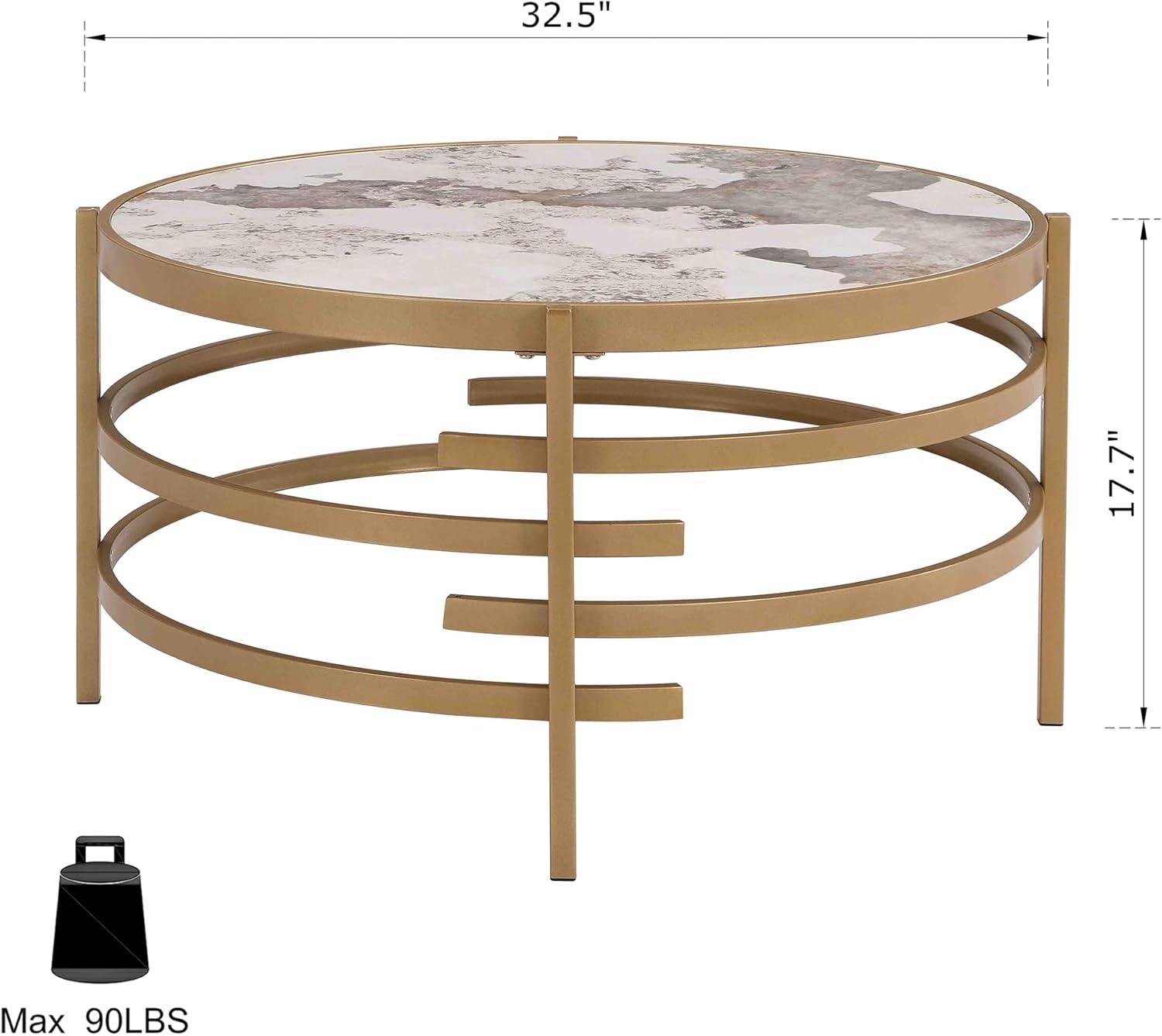Mesa de centro dorada con piedra de mármol, mesa auxiliar moderna para sofá, mesa auxiliar redonda, marco de metal, mesa de cóctel central para